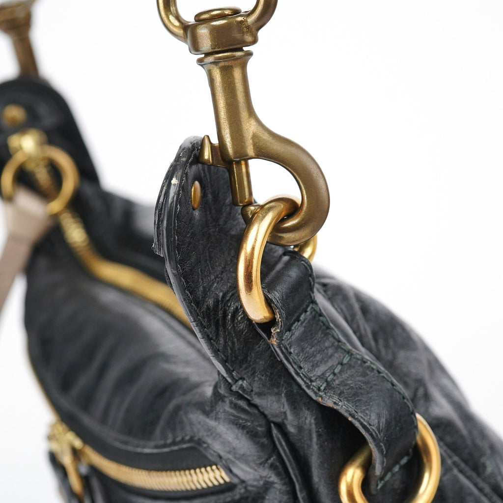 Black Lambskin Bay Crossbody Bag