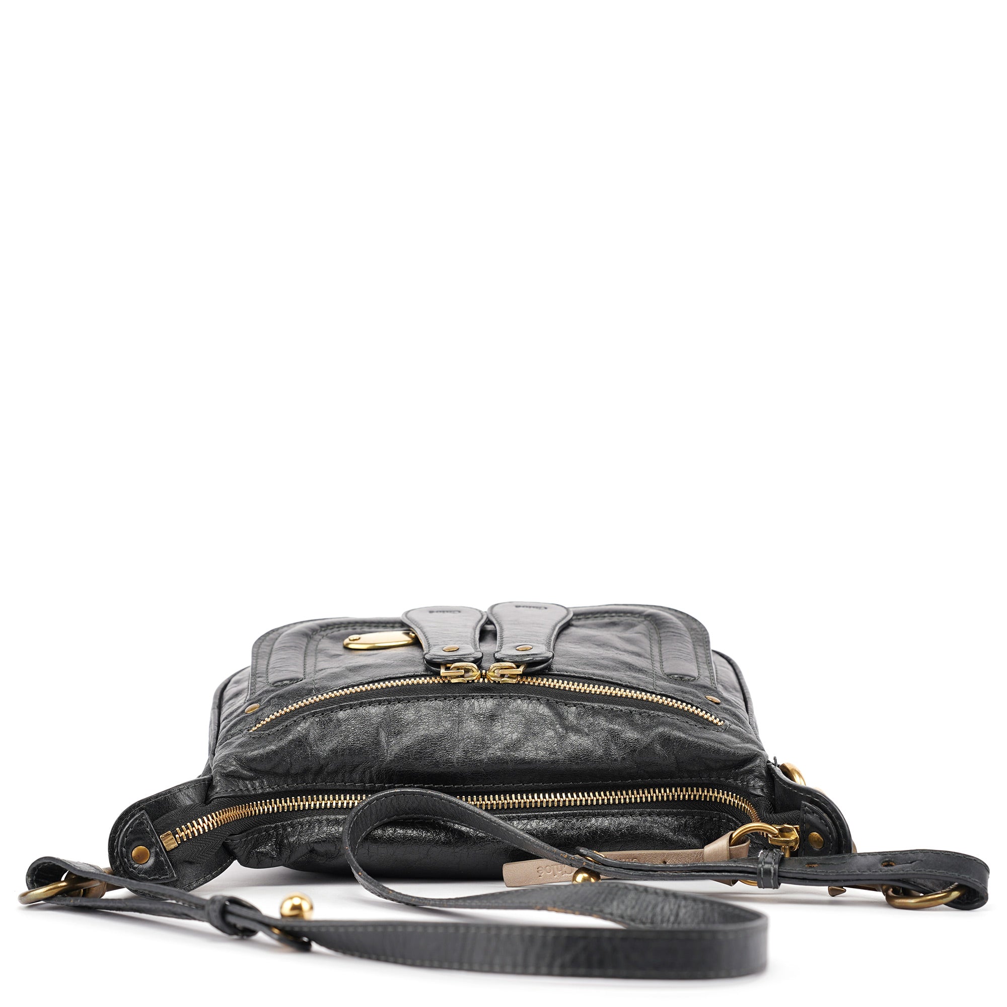 Black Lambskin Bay Crossbody Bag