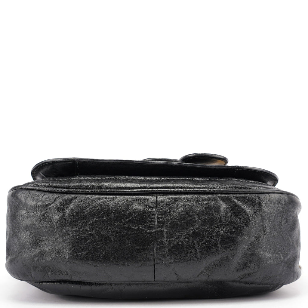 Black Lambskin Bay Crossbody Bag