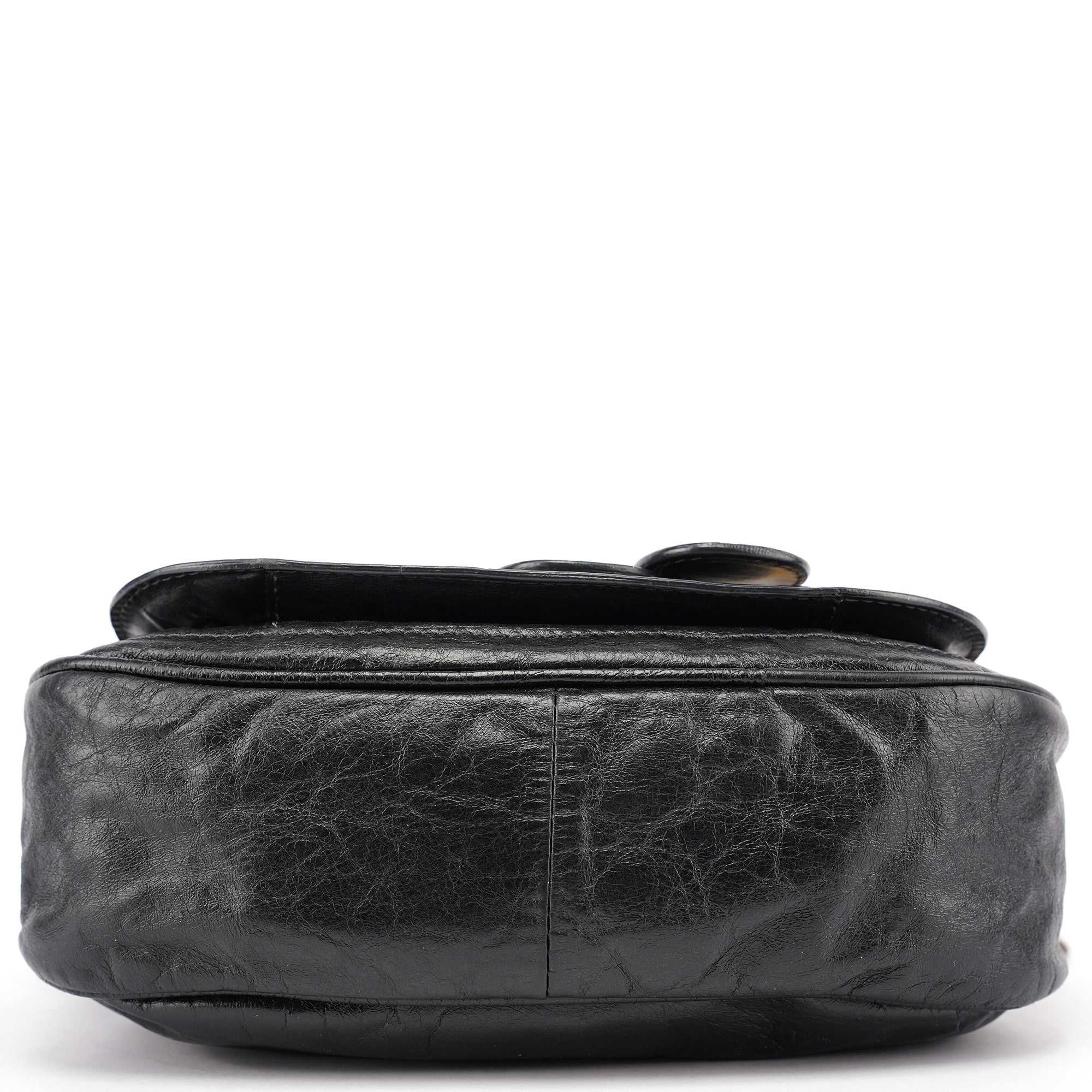 Black Lambskin Bay Crossbody Bag