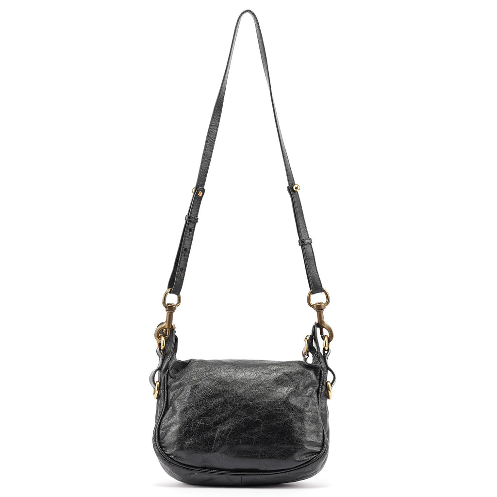 Black Lambskin Bay Crossbody Bag