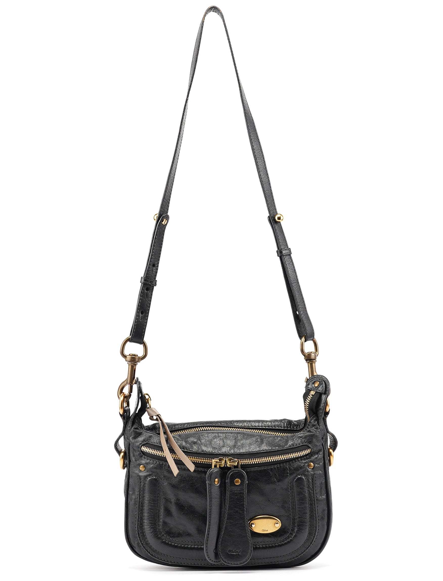Black Lambskin Bay Crossbody Bag
