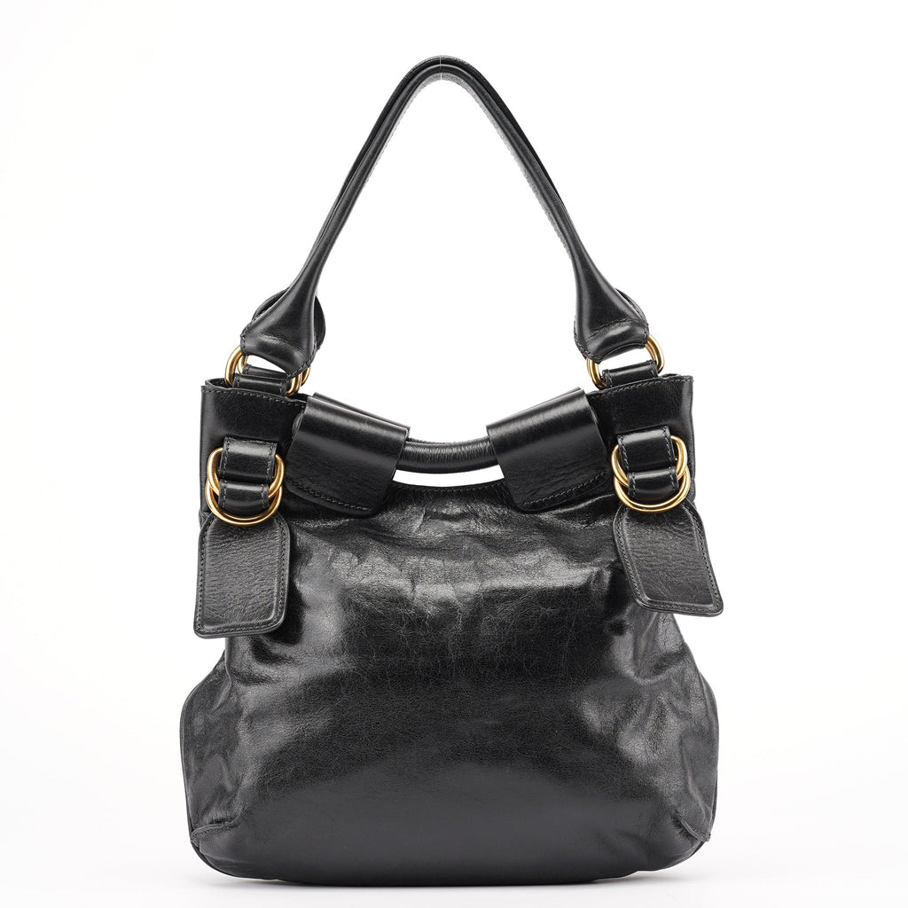 Black Lambskin Bay Shoulder Bag