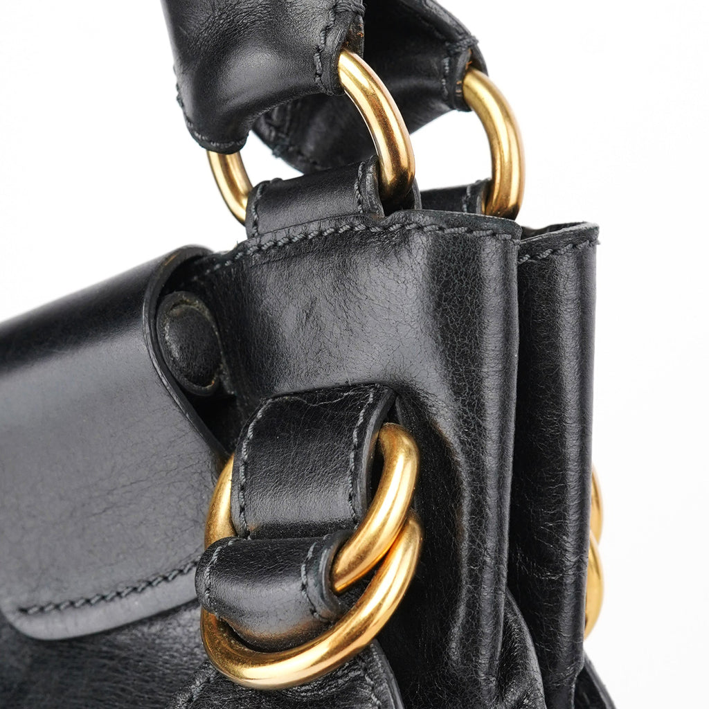 Black Lambskin Bay Shoulder Bag
