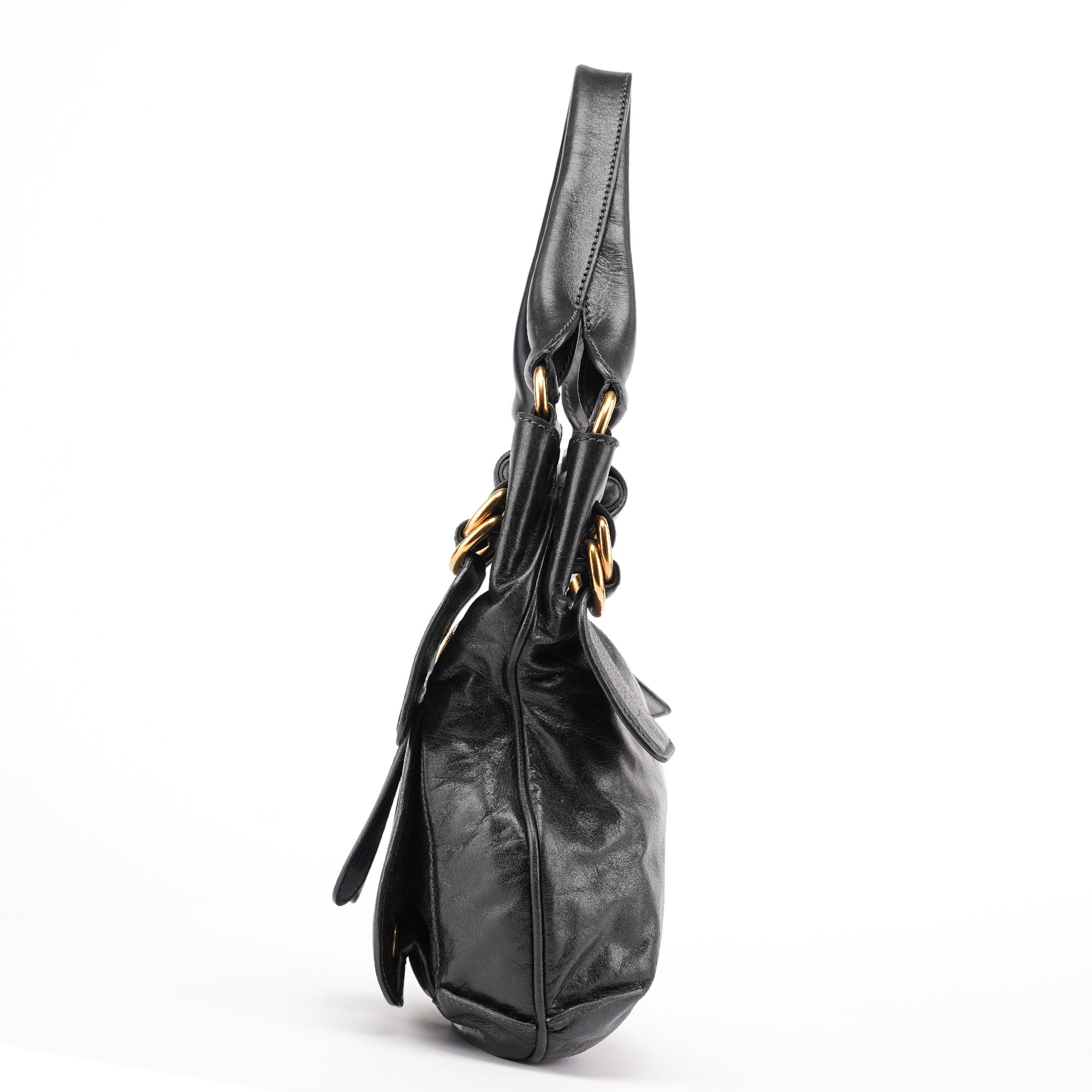 Black Lambskin Bay Shoulder Bag