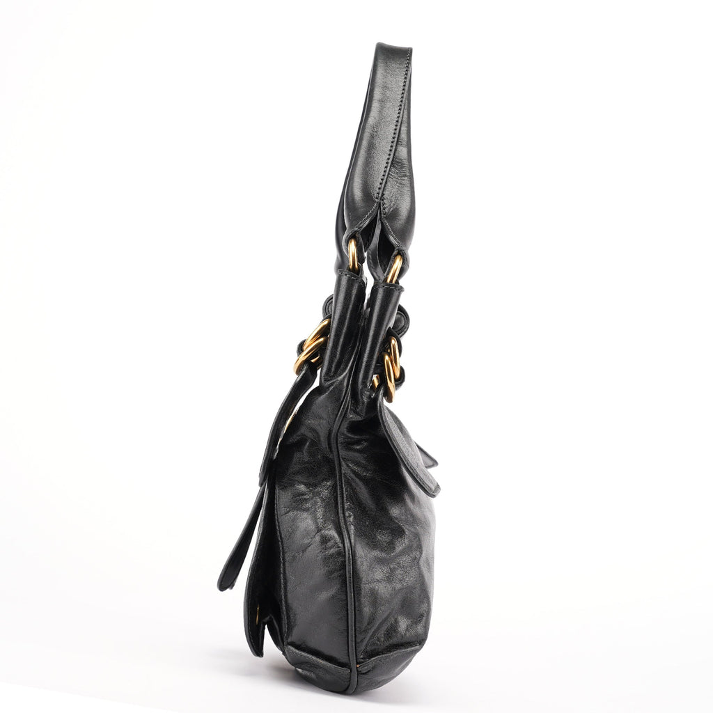 Black Lambskin Bay Shoulder Bag