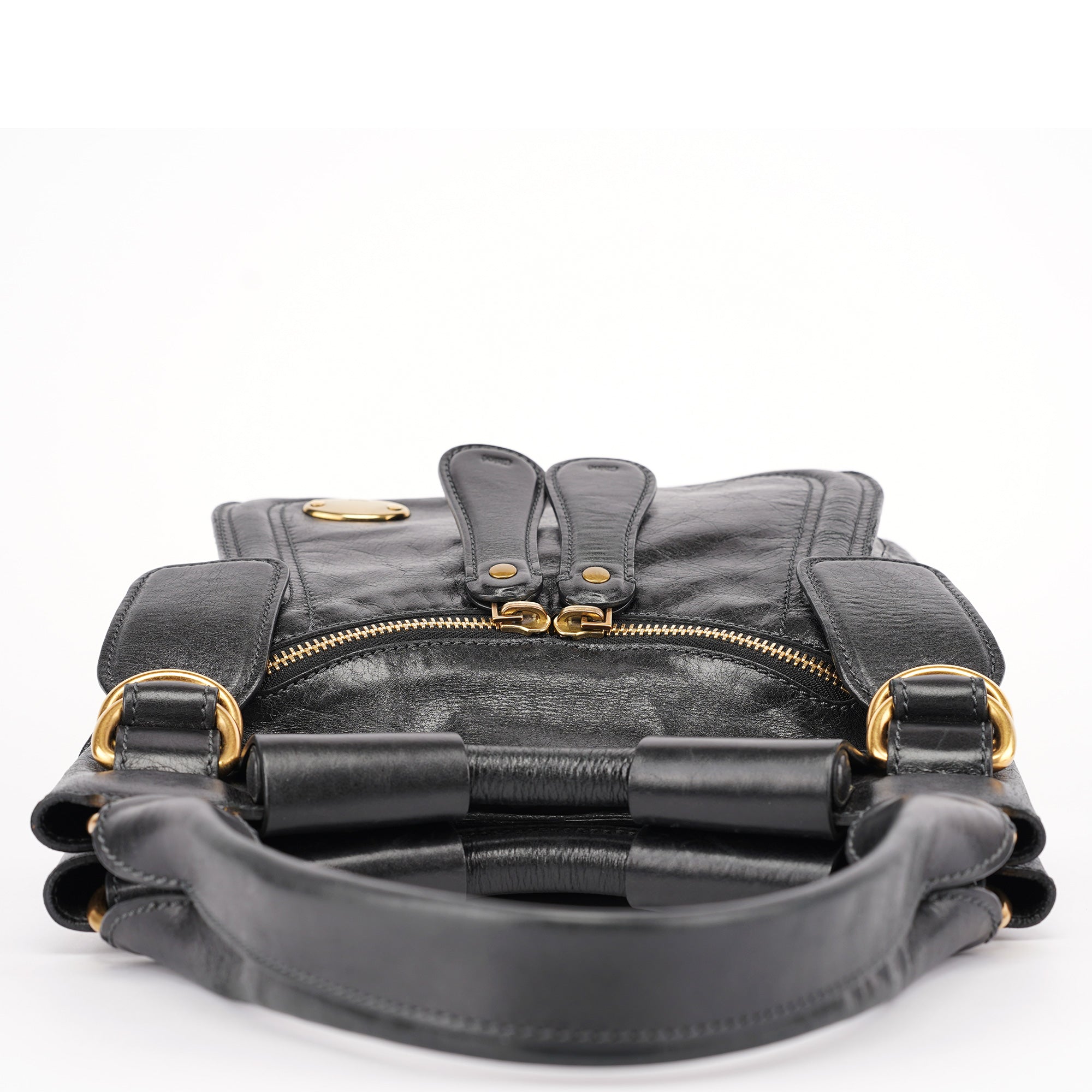 Black Lambskin Bay Shoulder Bag