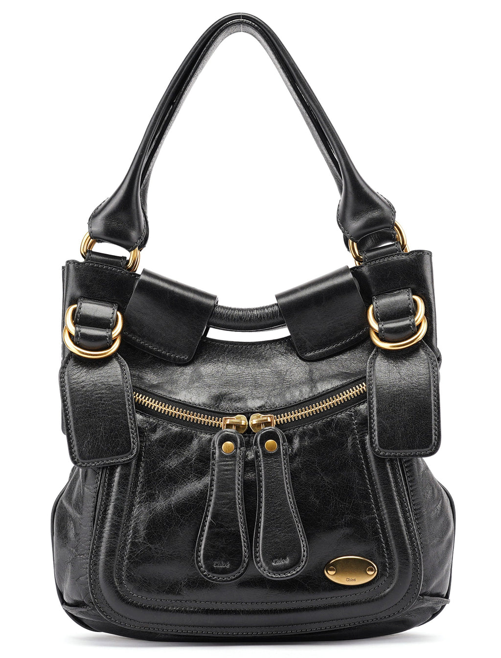 Black Lambskin Bay Shoulder Bag