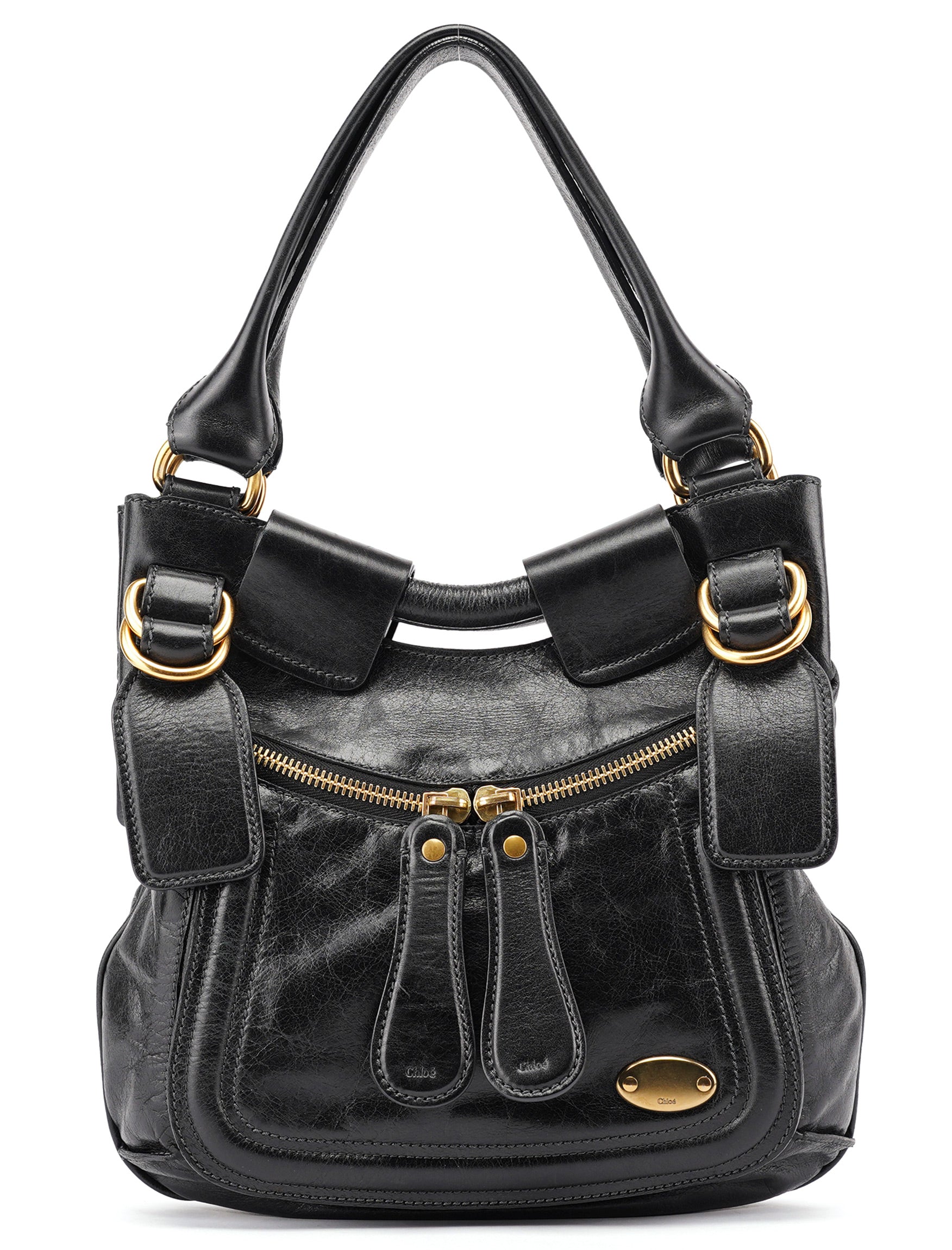 Black Lambskin Bay Shoulder Bag
