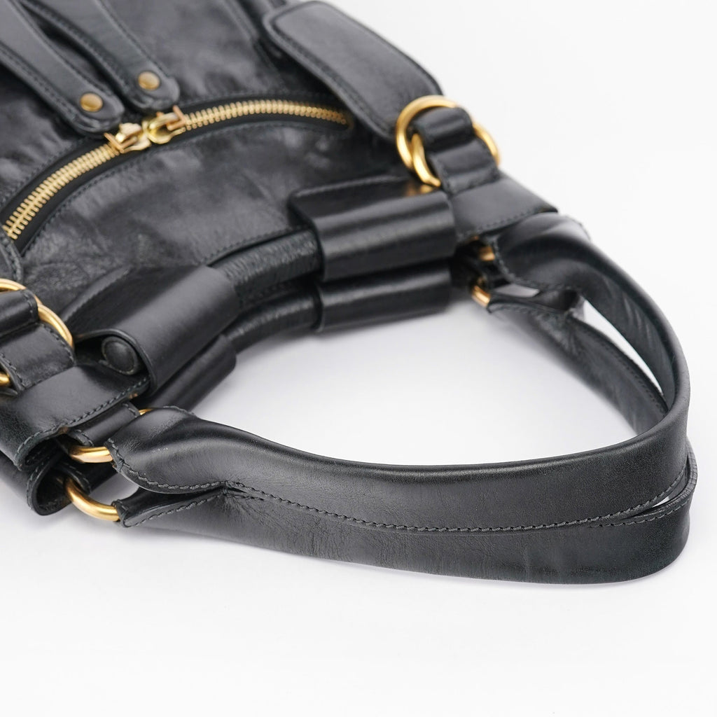 Black Lambskin Bay Shoulder Bag