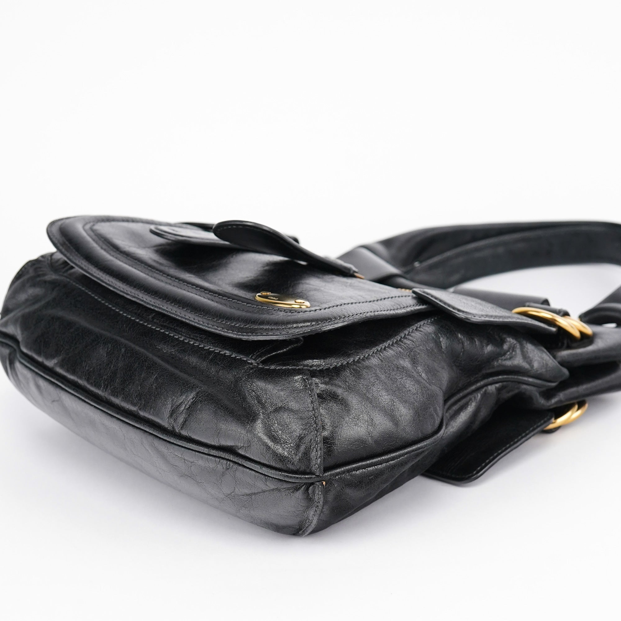 Black Lambskin Bay Shoulder Bag