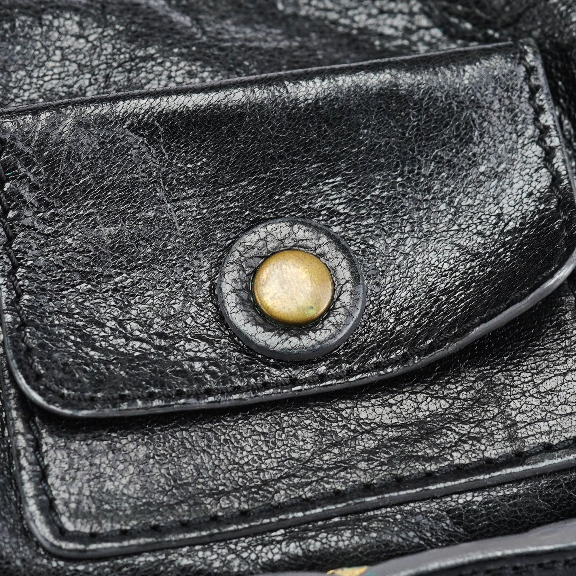 Black Lambskin Knot Handle Hobo Shoulder Bag