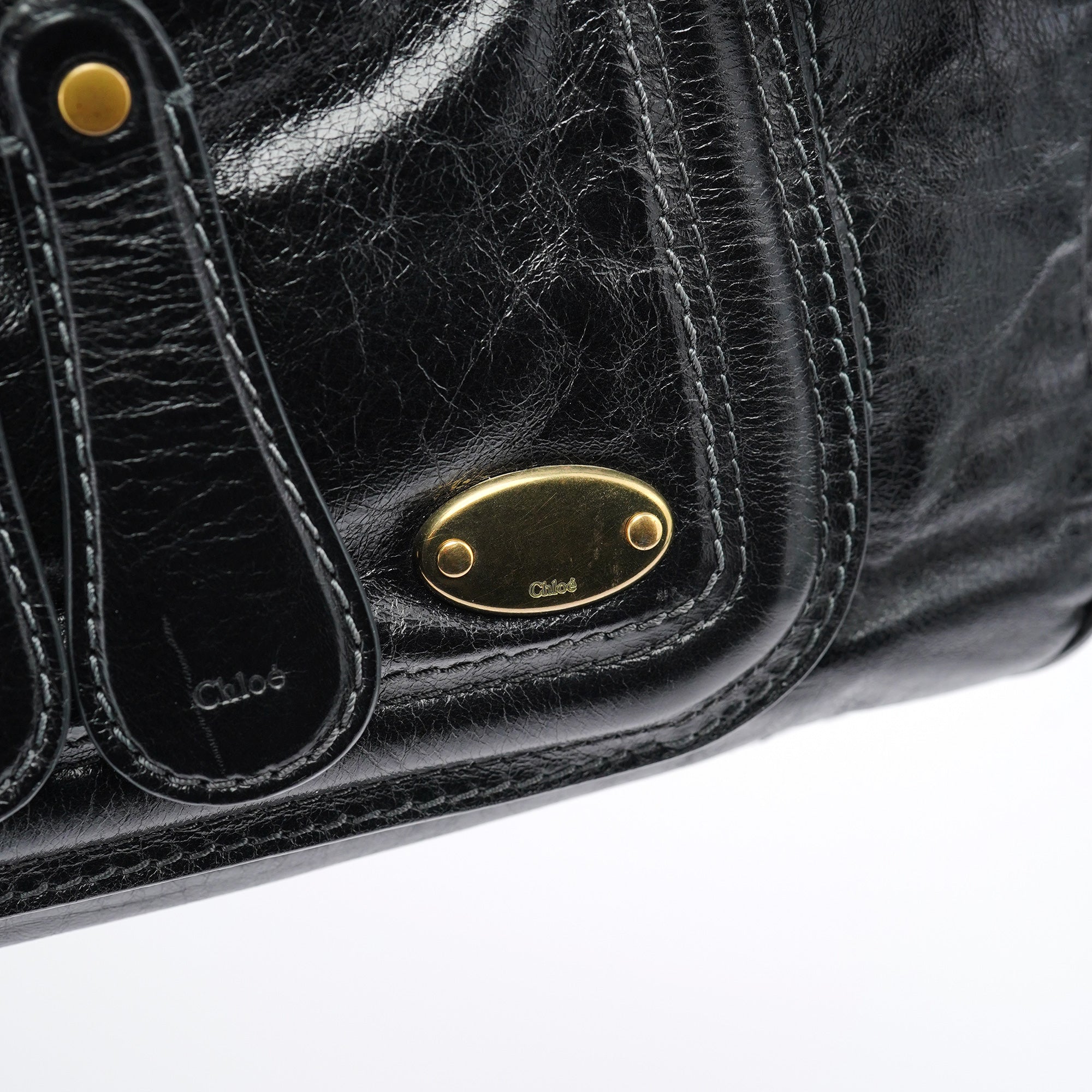 Black Lambskin Leather Bay Tote Bag