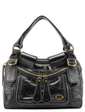 Black Lambskin Leather Bay Tote Bag