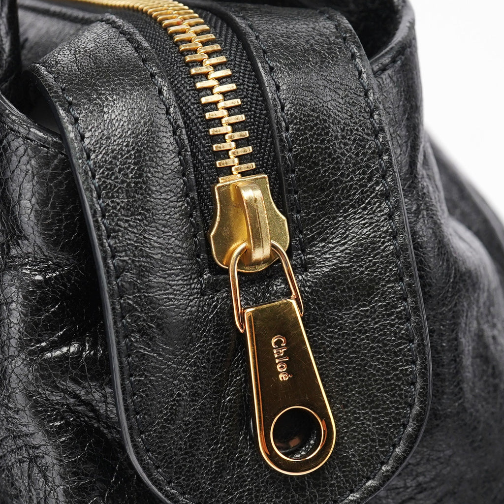 Black Lambskin Leather Tote Bag