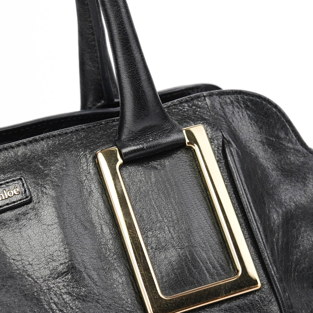 Black Lambskin Leather Tote Bag