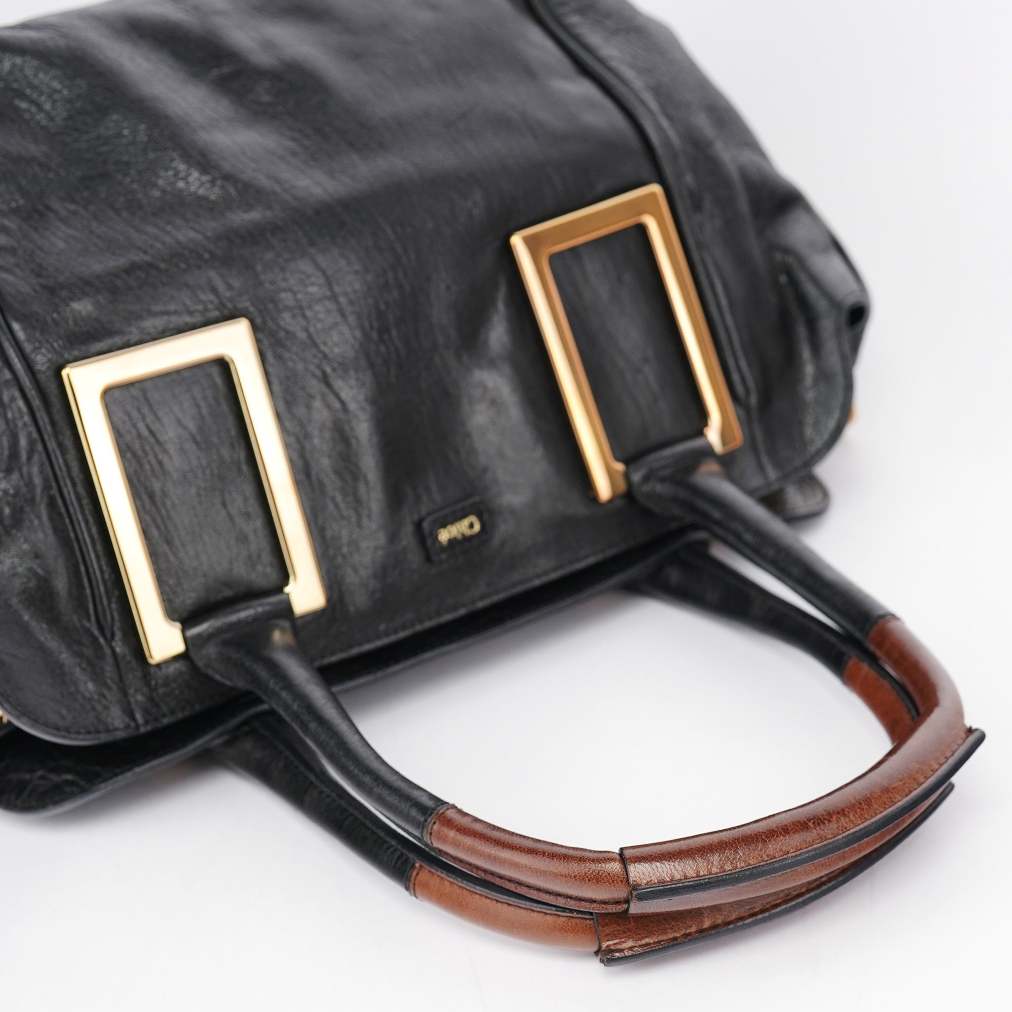 Black Lambskin Leather Tote Bag