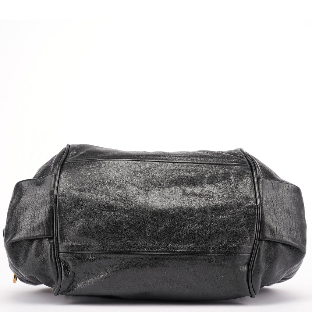 Black Lambskin Leather Tote Bag