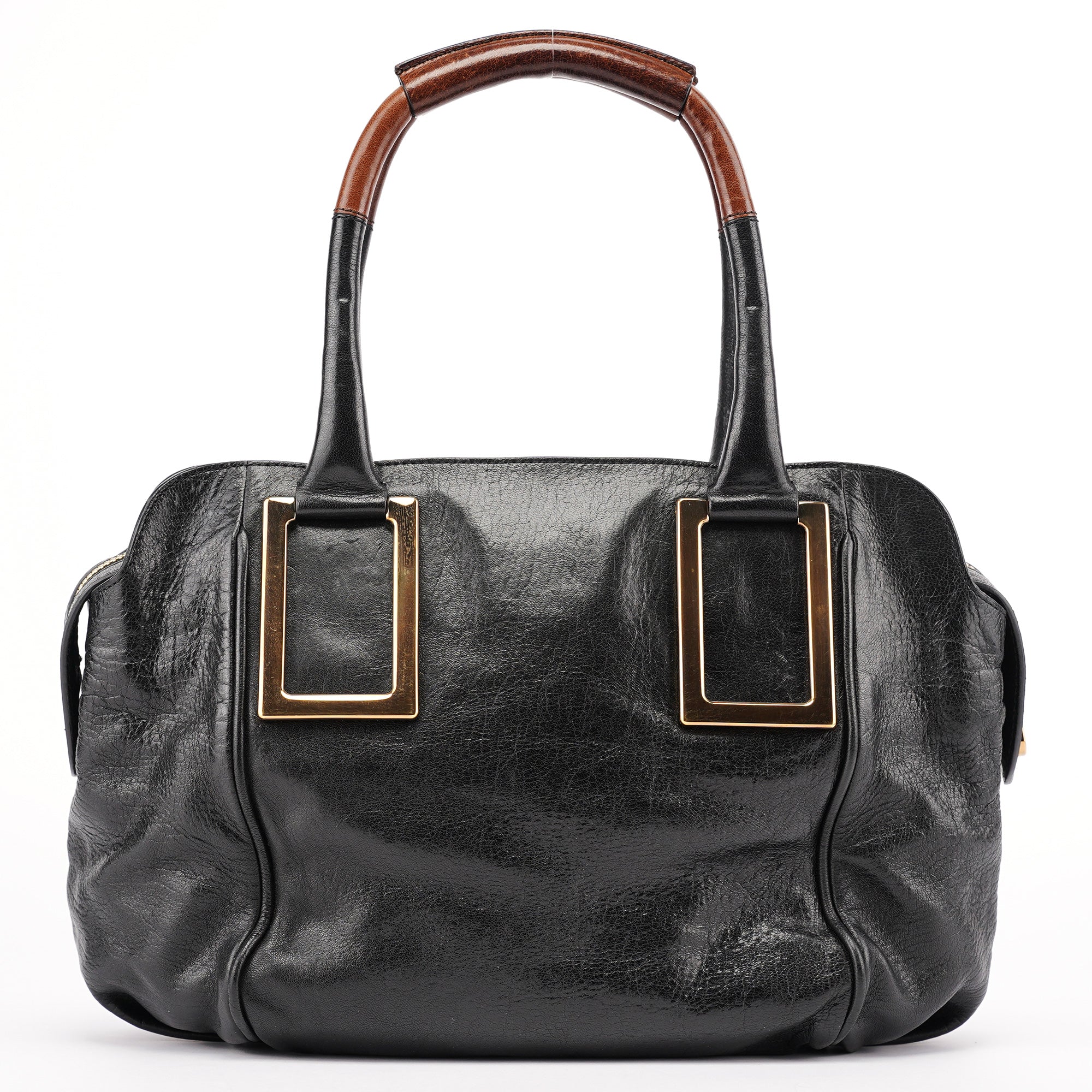 Black Lambskin Leather Tote Bag