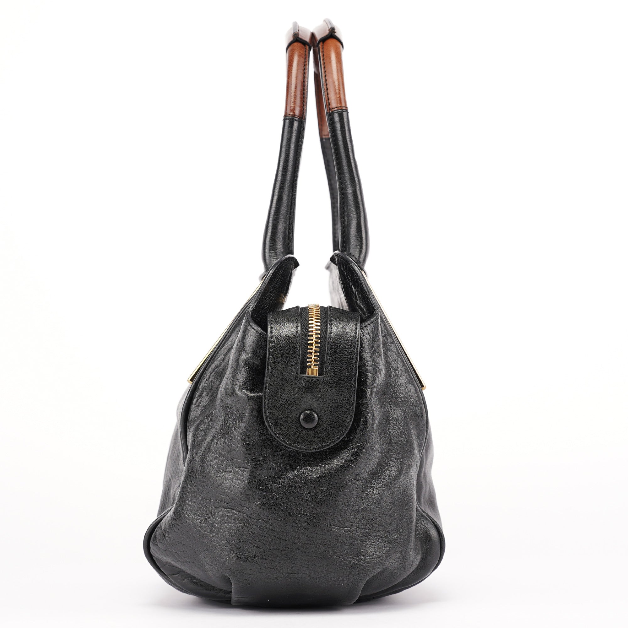 Black Lambskin Leather Tote Bag