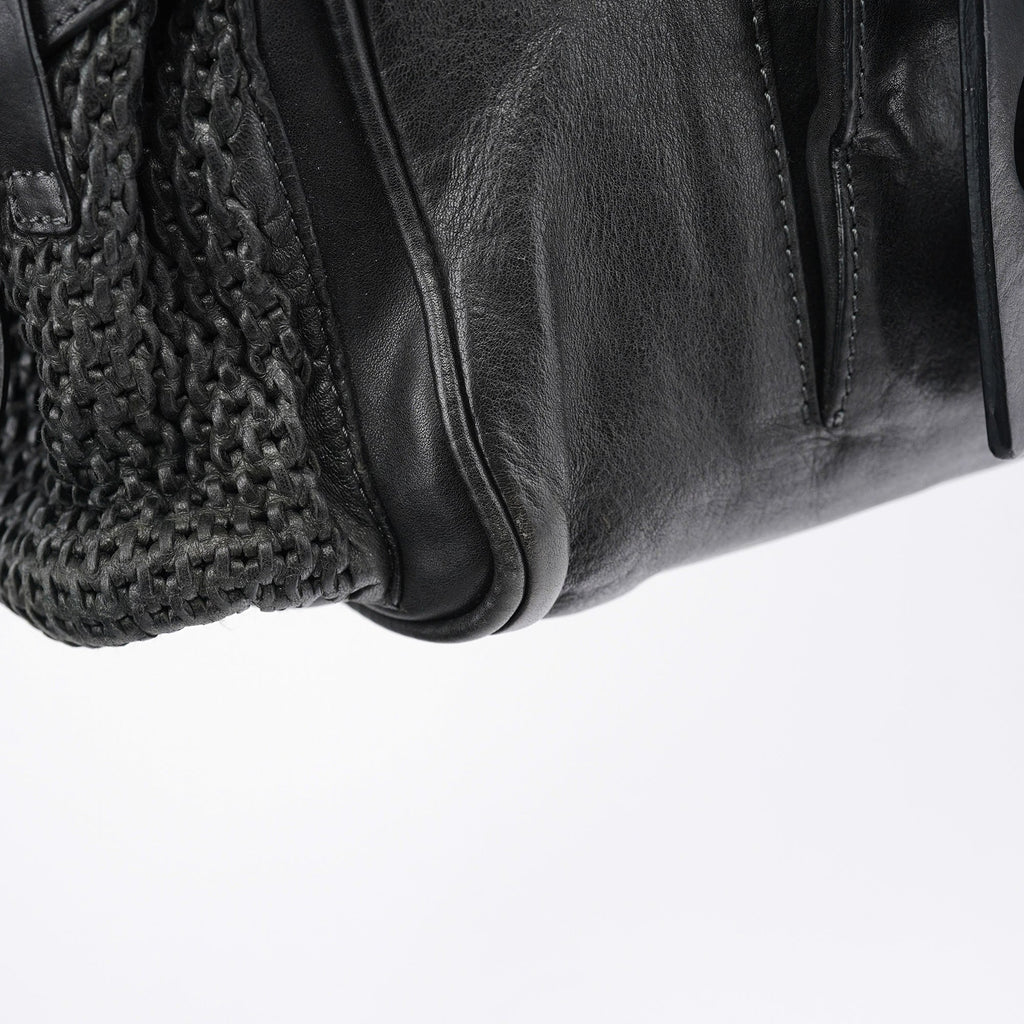 Black Lambskin Leather Tote Bag