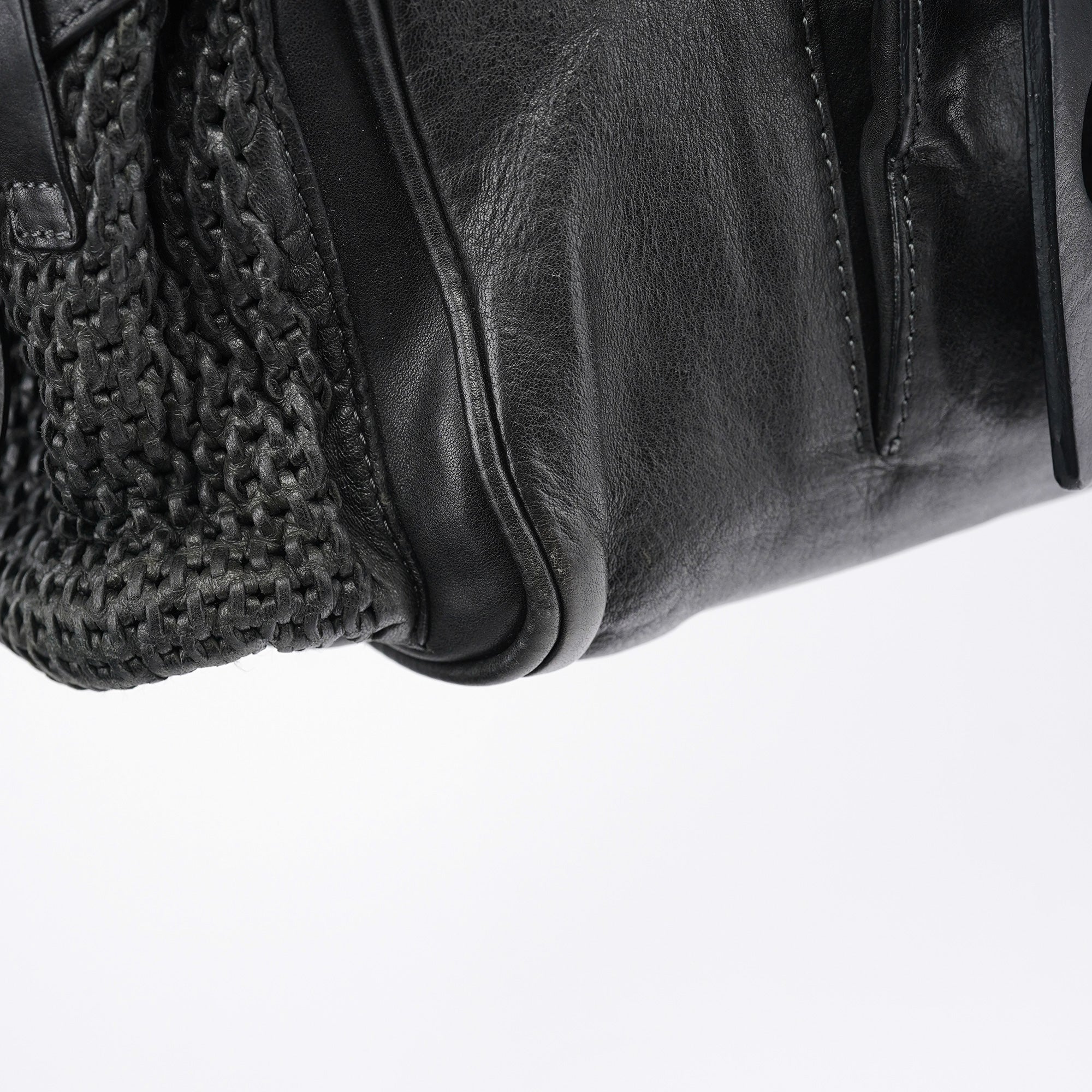 Black Lambskin Leather Tote Bag