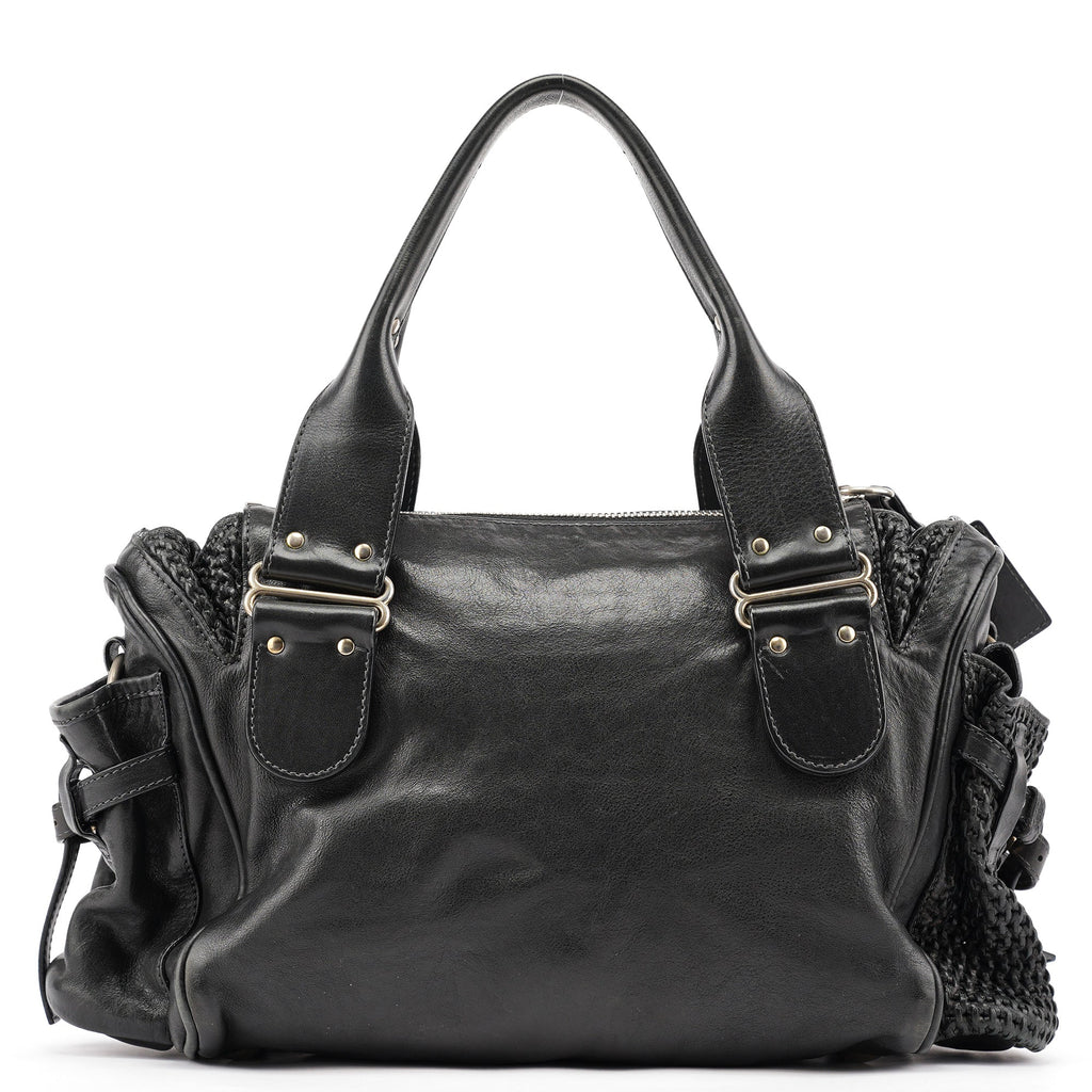 Black Lambskin Leather Tote Bag
