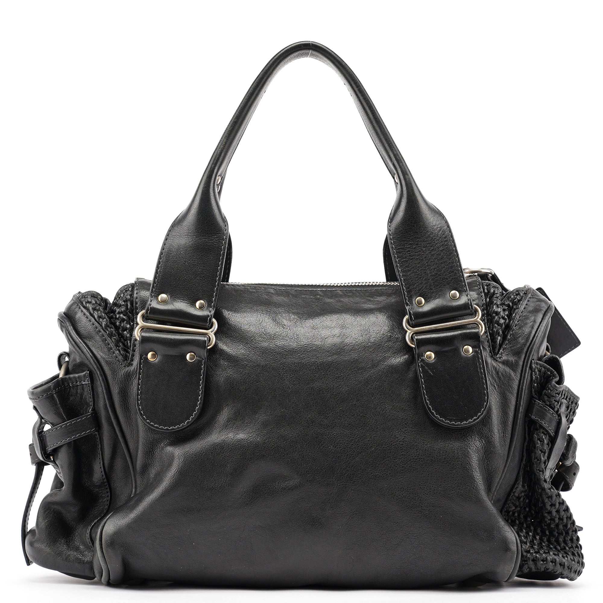 Black Lambskin Leather Tote Bag