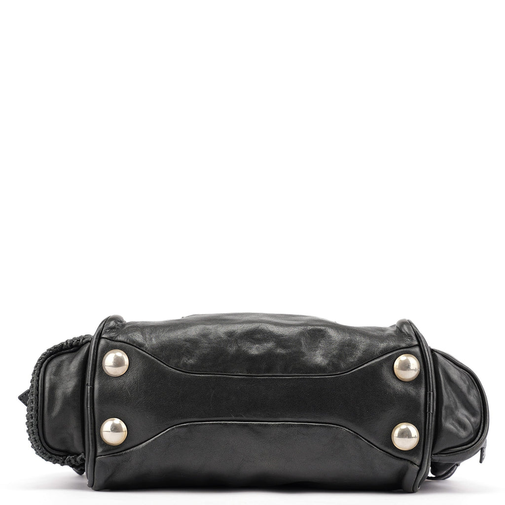 Black Lambskin Leather Tote Bag