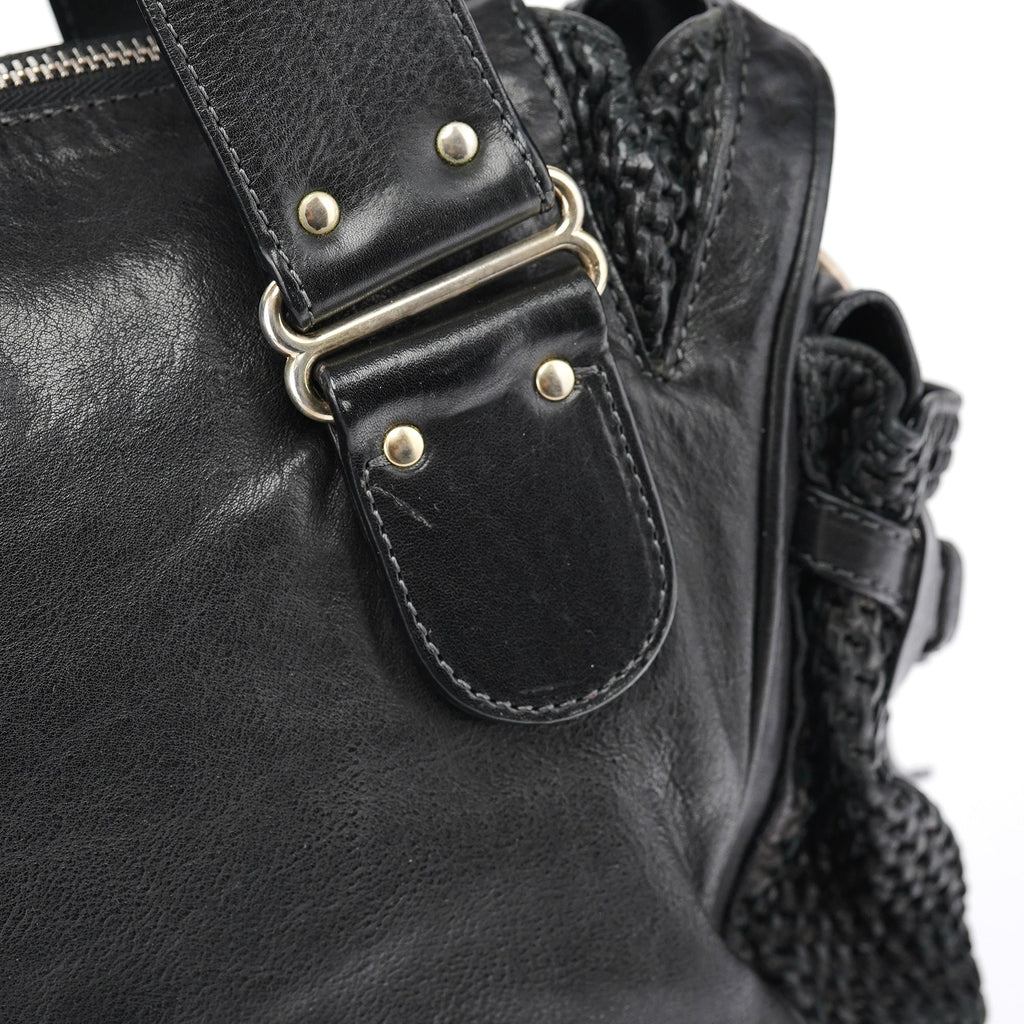 Black Lambskin Leather Tote Bag