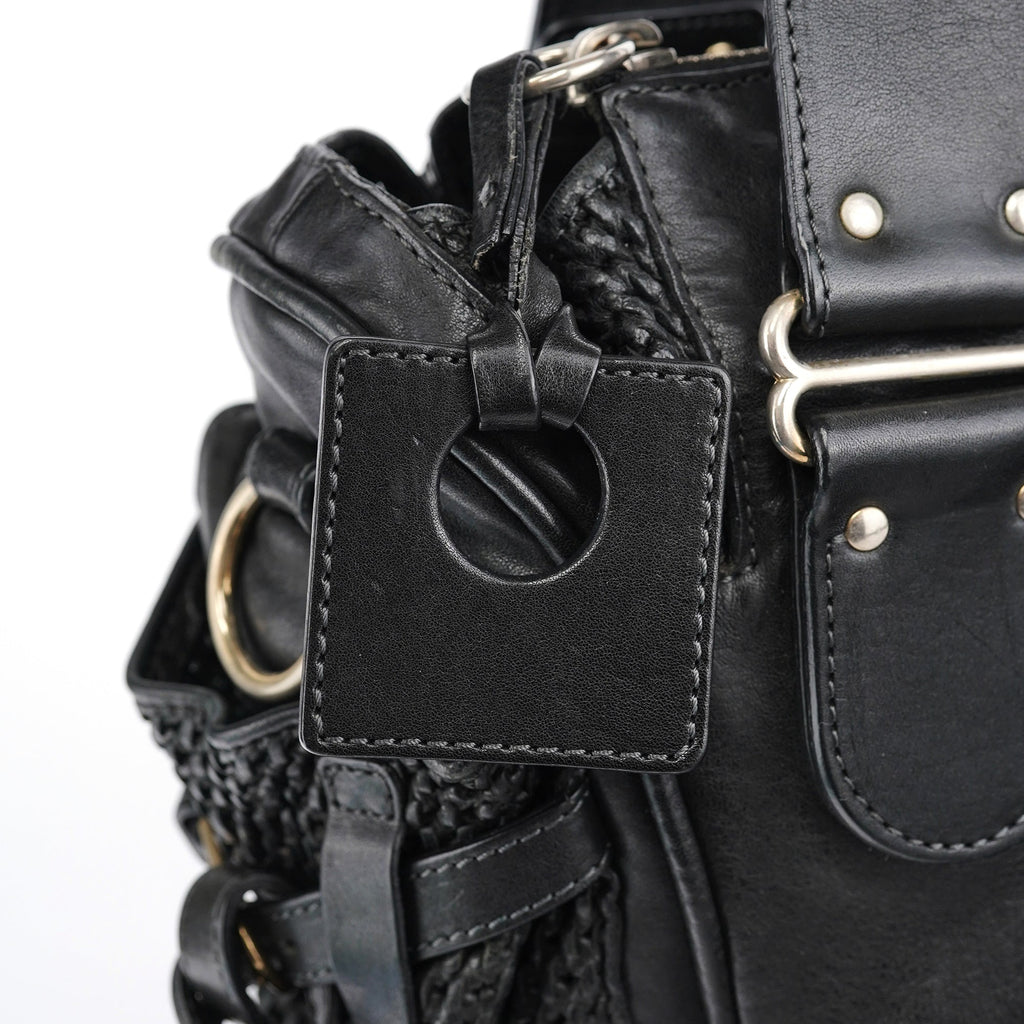 Black Lambskin Leather Tote Bag