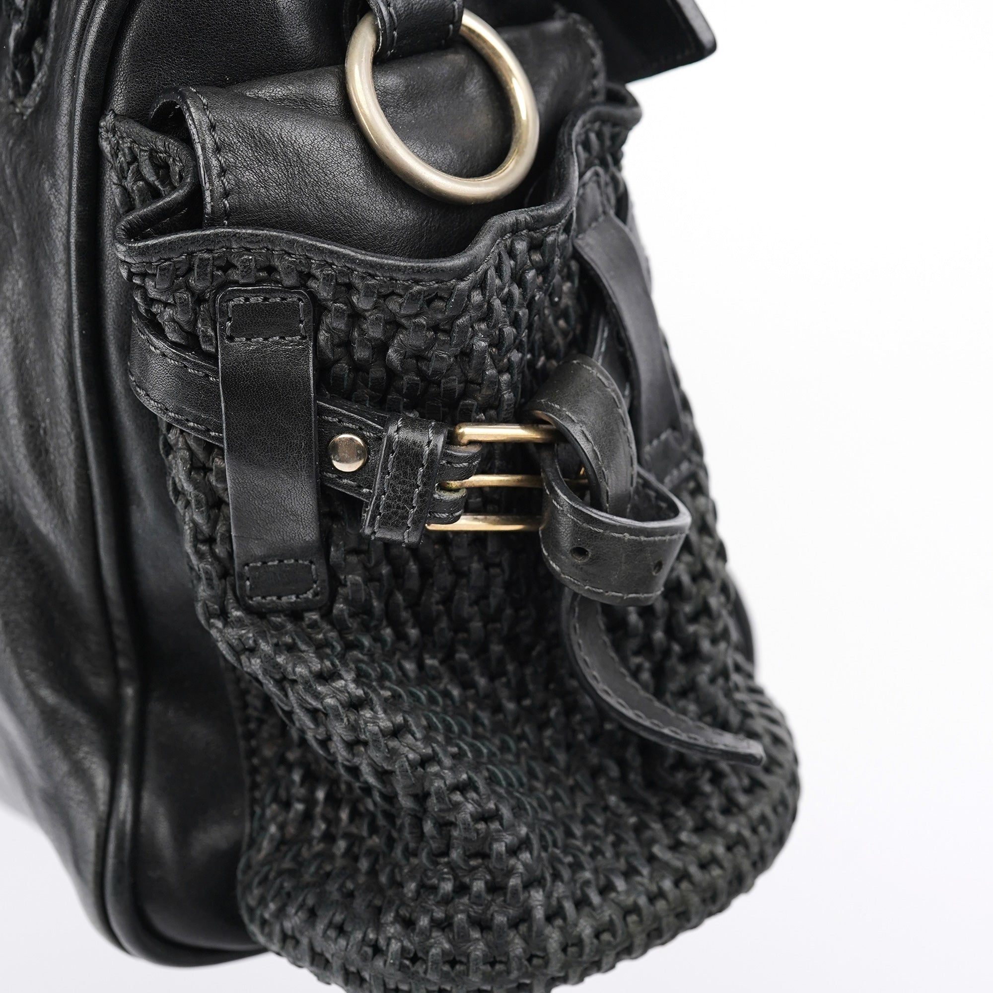 Black Lambskin Leather Tote Bag