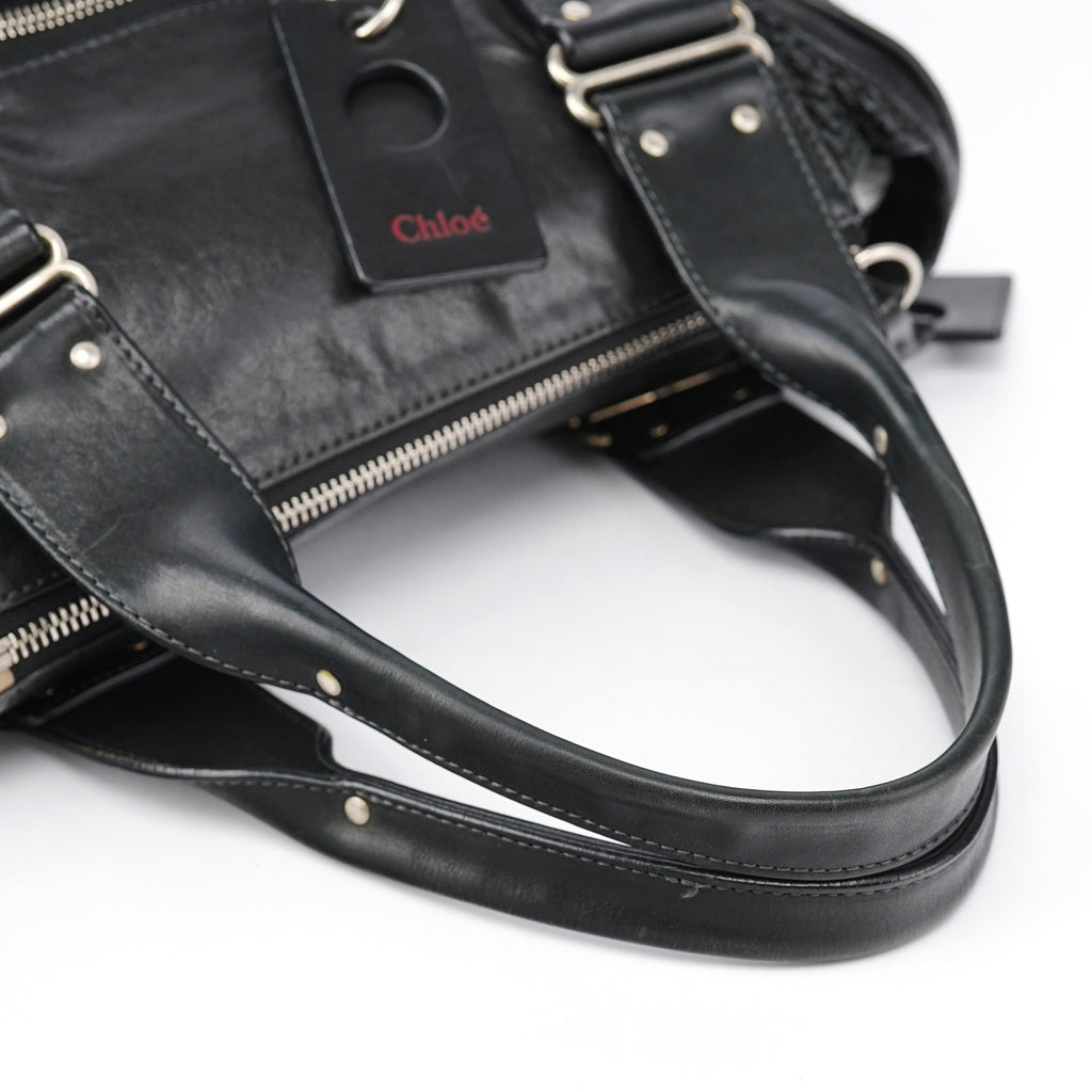 Black Lambskin Leather Tote Bag