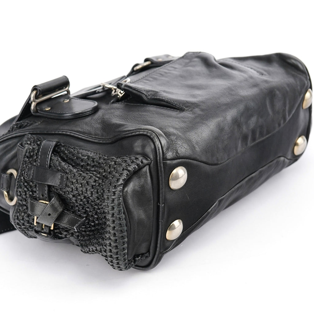 Black Lambskin Leather Tote Bag