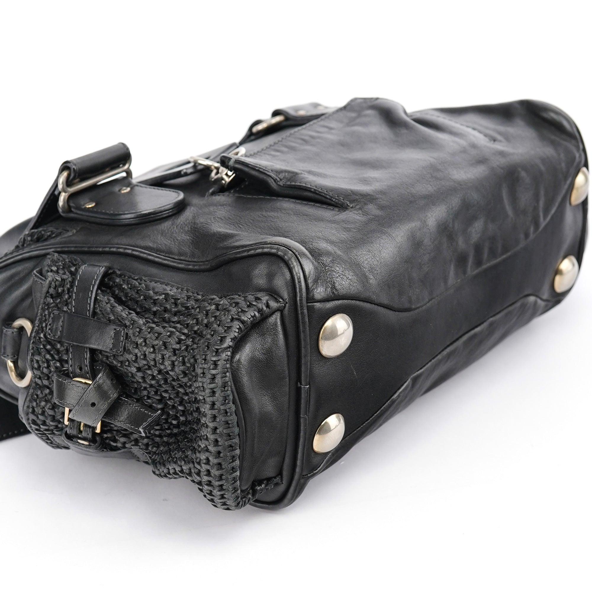 Black Lambskin Leather Tote Bag
