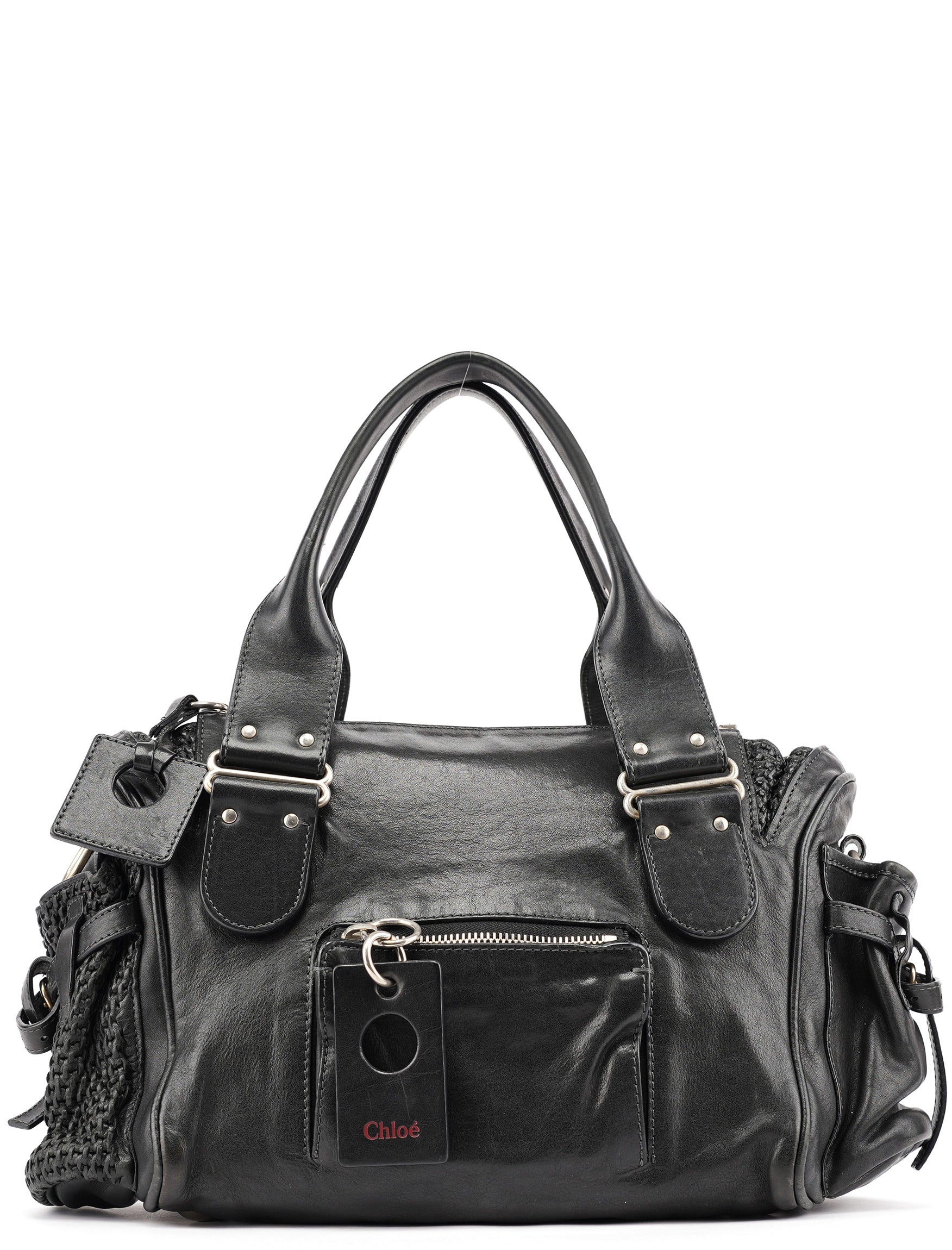 Black Lambskin Leather Tote Bag