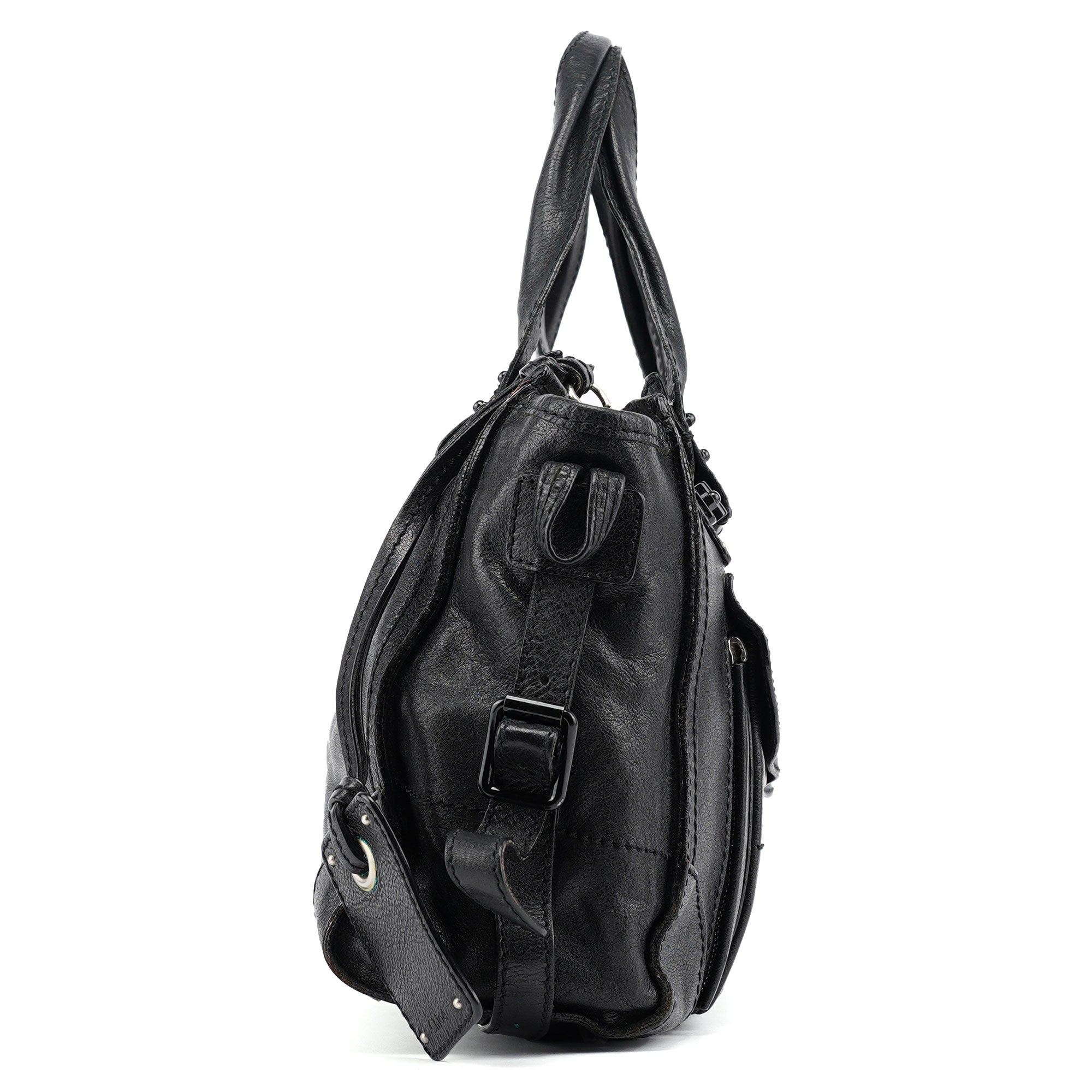 Black Lambskin Tote Bag