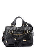 Black Leather Bay 2-Way Tote Bag