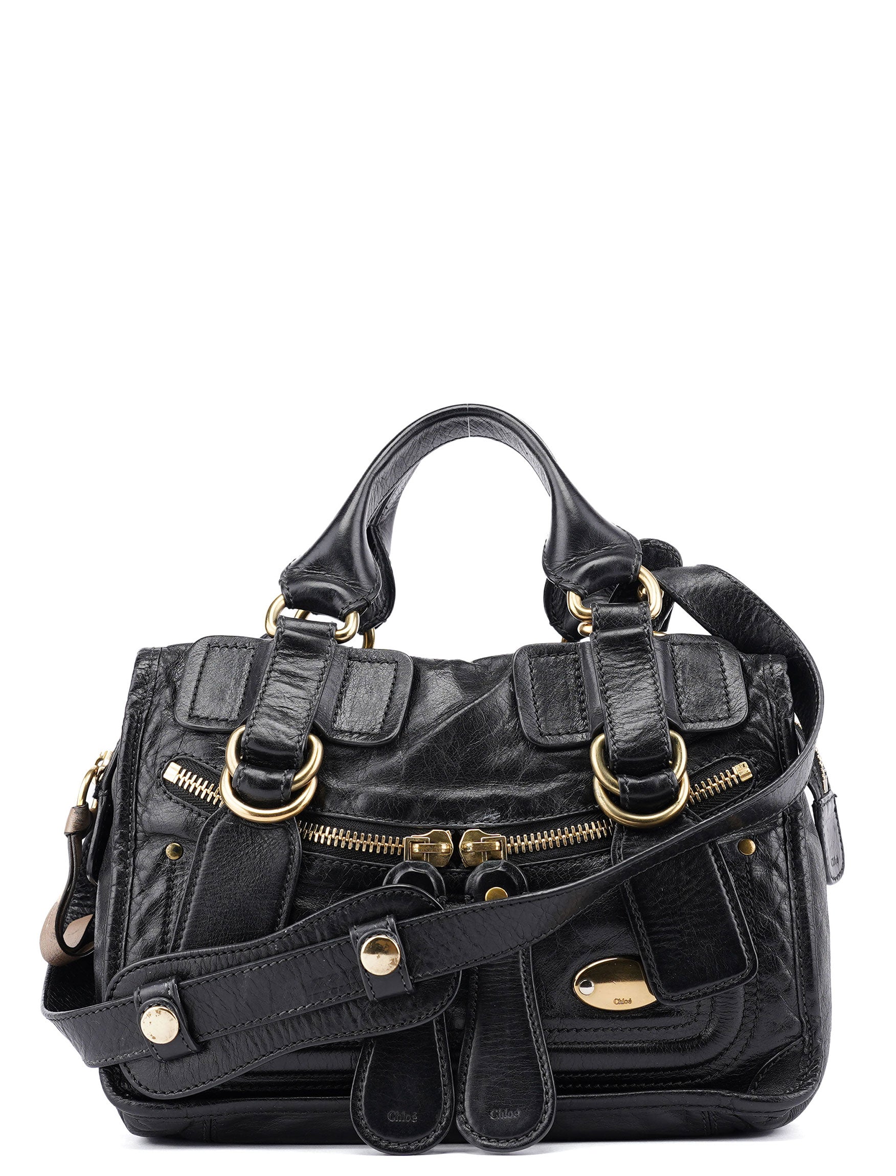 Black Leather Bay 2-Way Tote Bag
