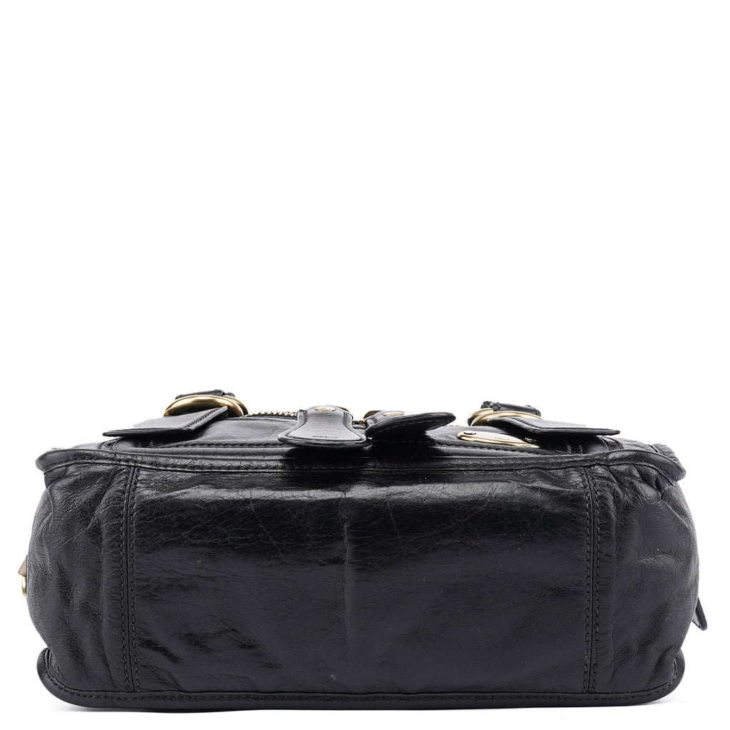 Black Leather Bay 2-Way Tote Bag