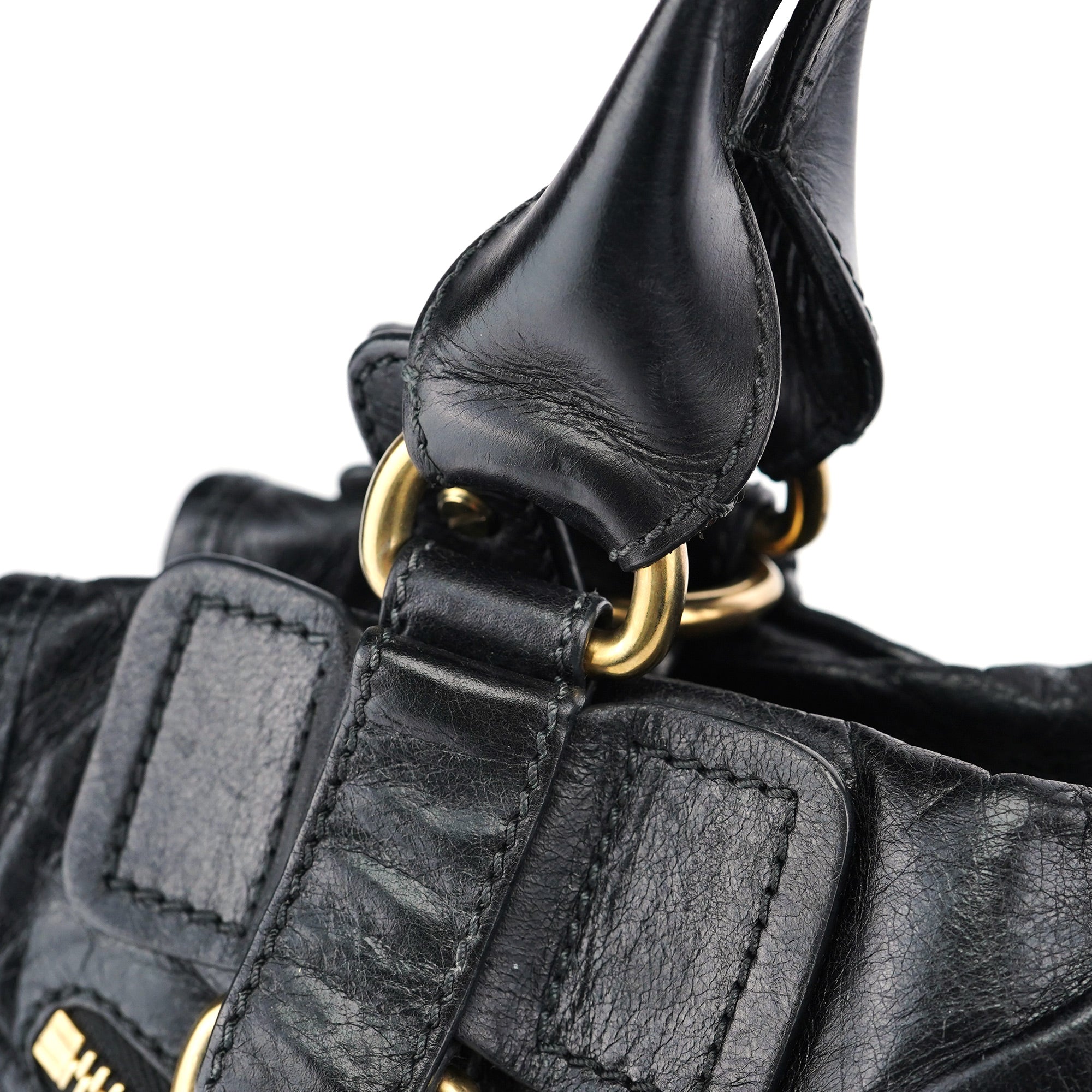 Black Leather Bay 2-Way Tote Bag