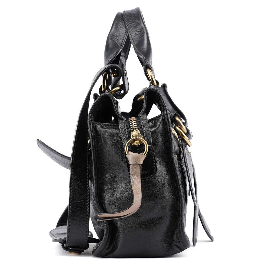 Black Leather Bay 2-Way Tote Bag
