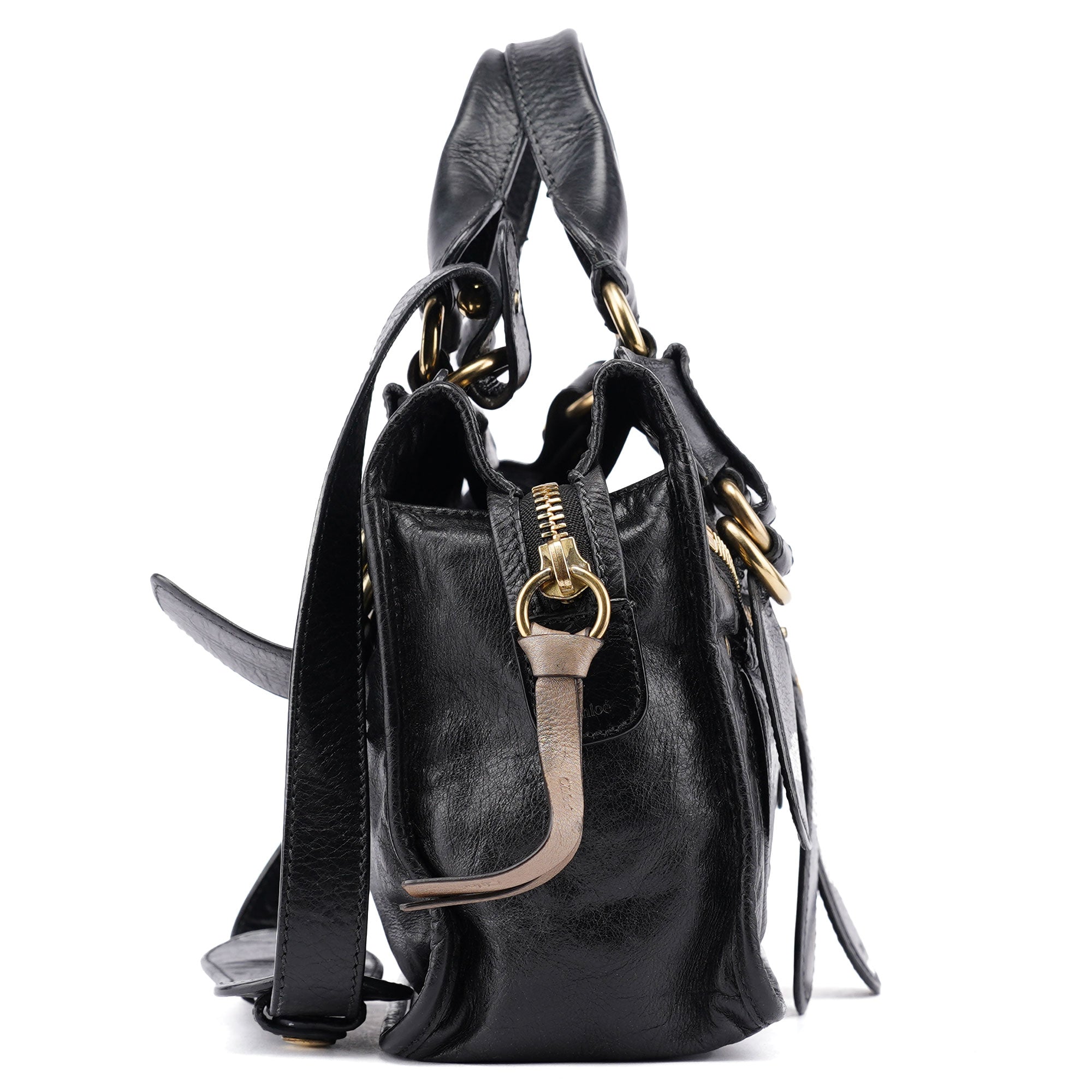 Black Leather Bay 2-Way Tote Bag