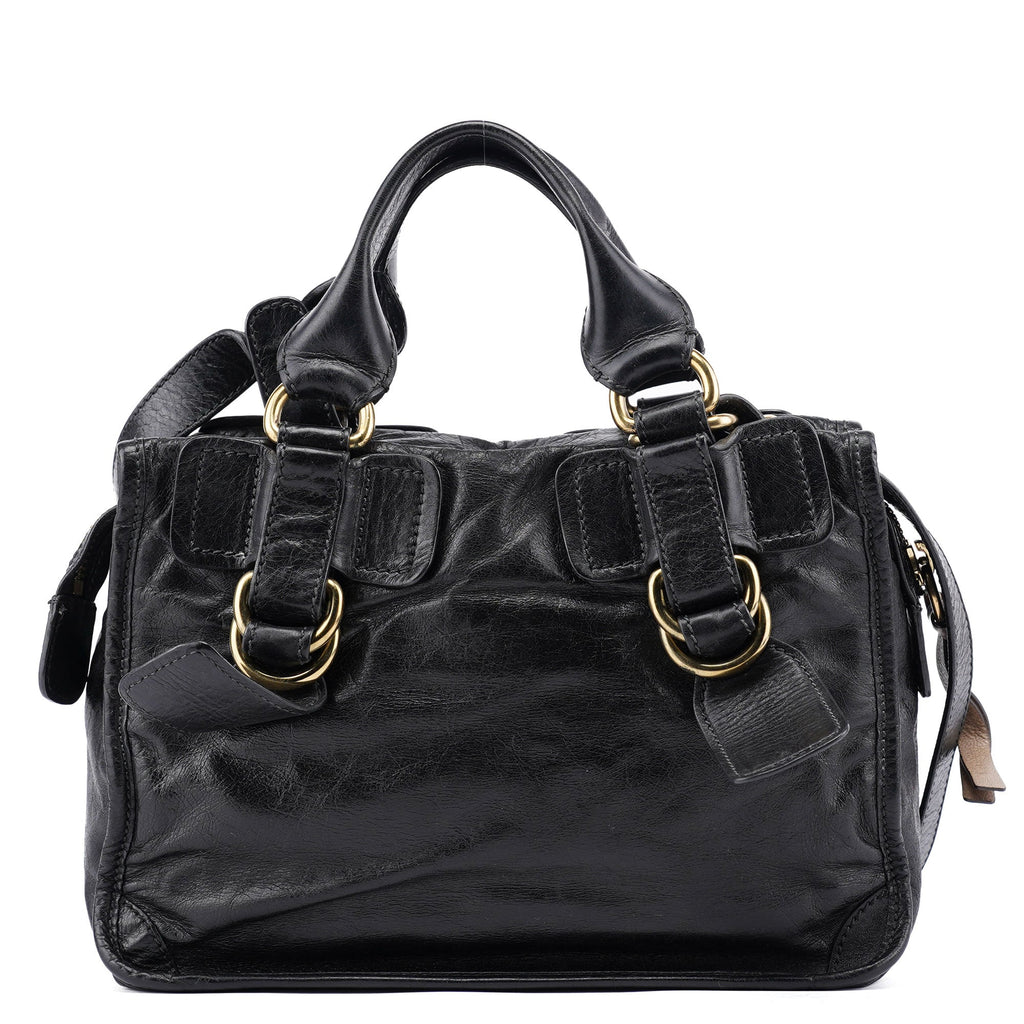 Black Leather Bay 2-Way Tote Bag