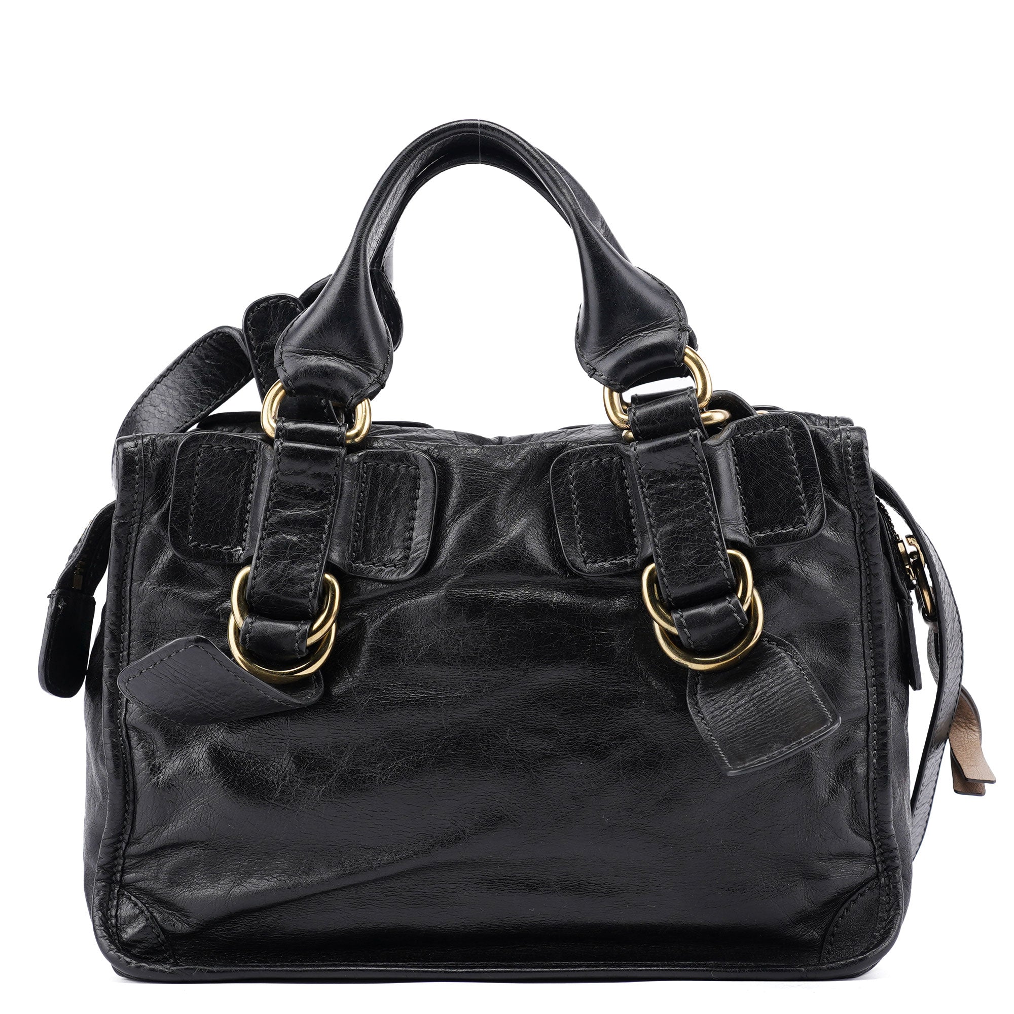 Black Leather Bay 2-Way Tote Bag