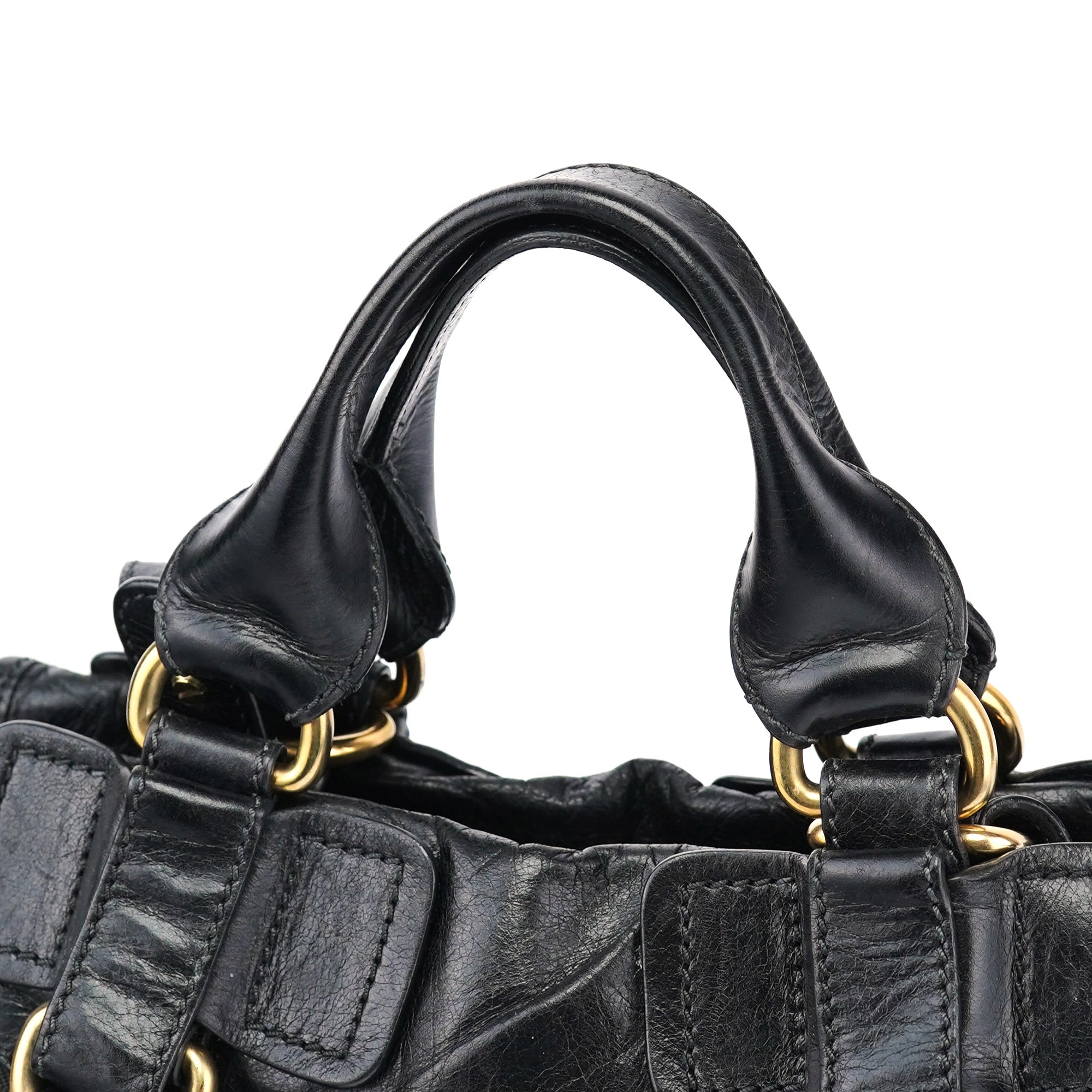 Black Leather Bay 2-Way Tote Bag