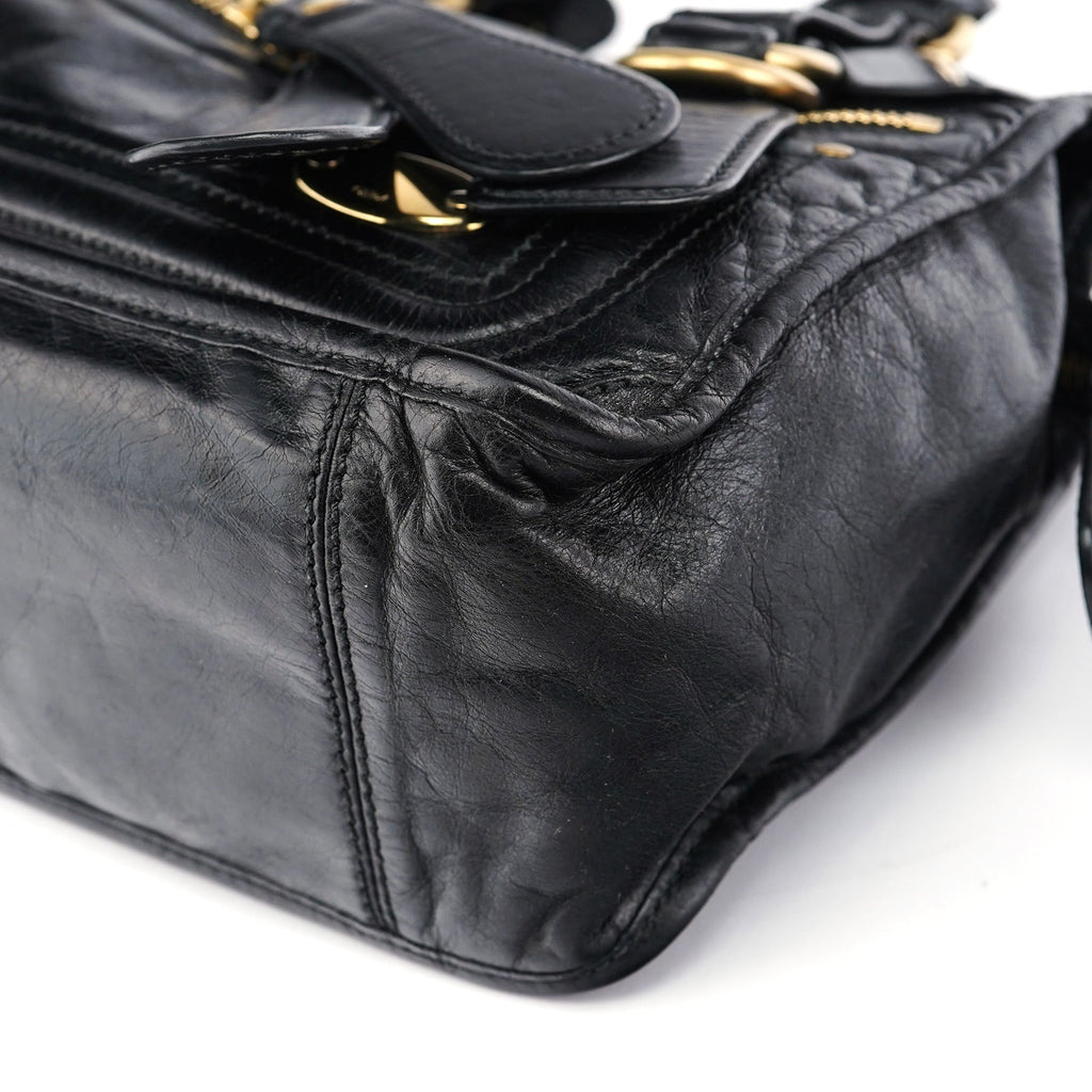 Black Leather Bay 2-Way Tote Bag