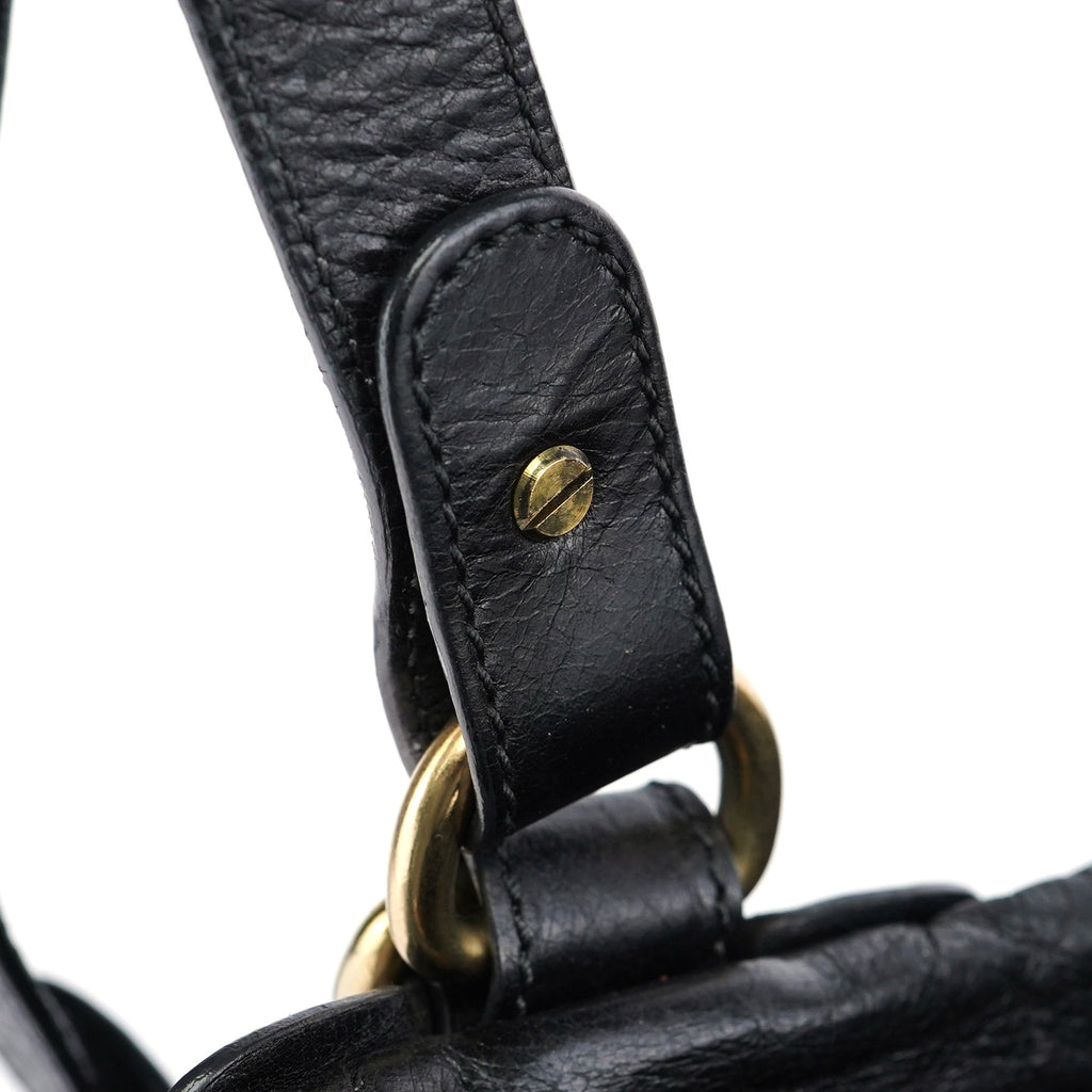 Black Leather Bay 2-Way Tote Bag
