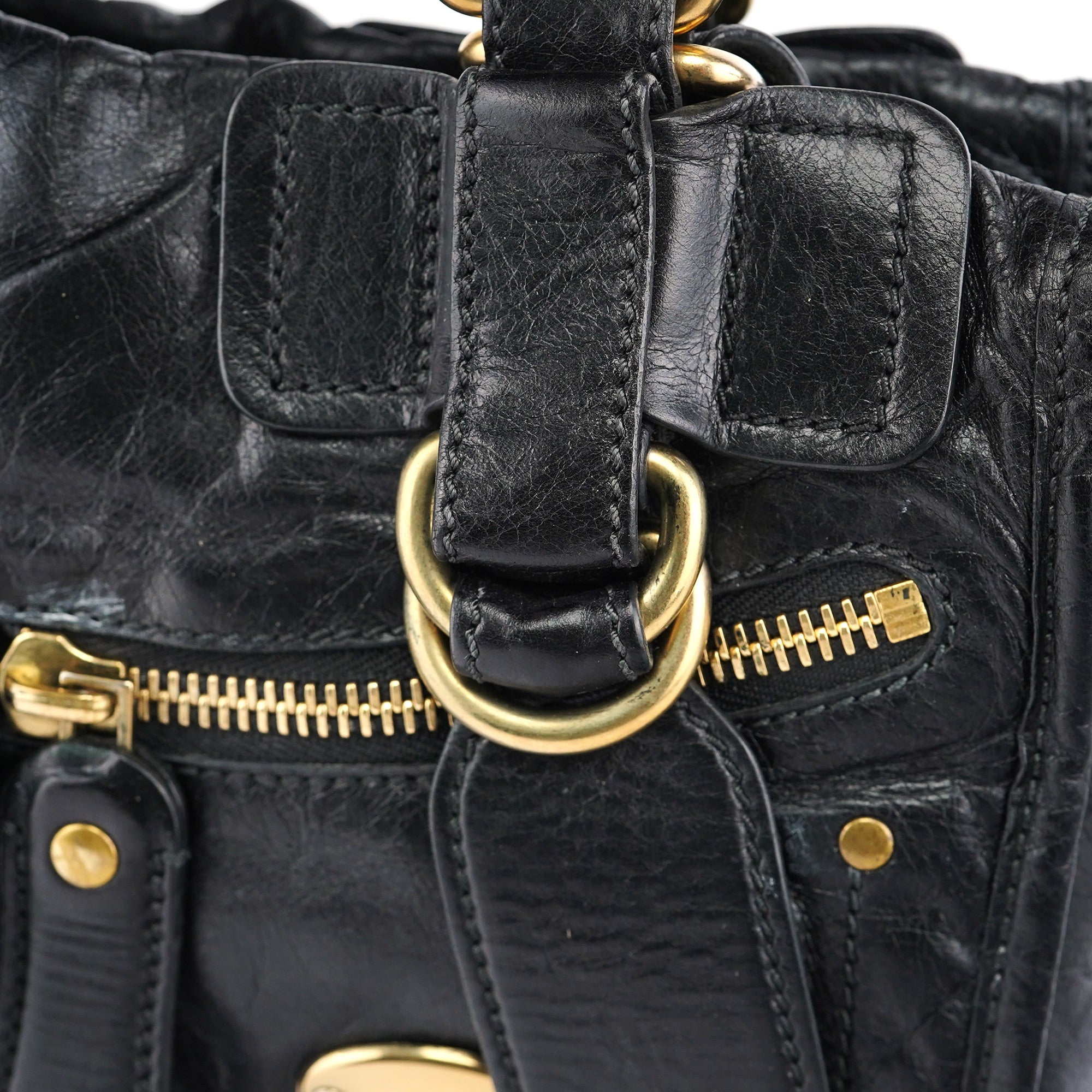 Black Leather Bay 2-Way Tote Bag