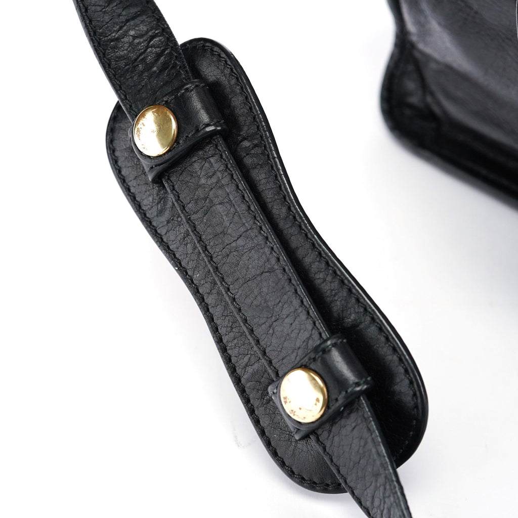 Black Leather Bay 2-Way Tote Bag